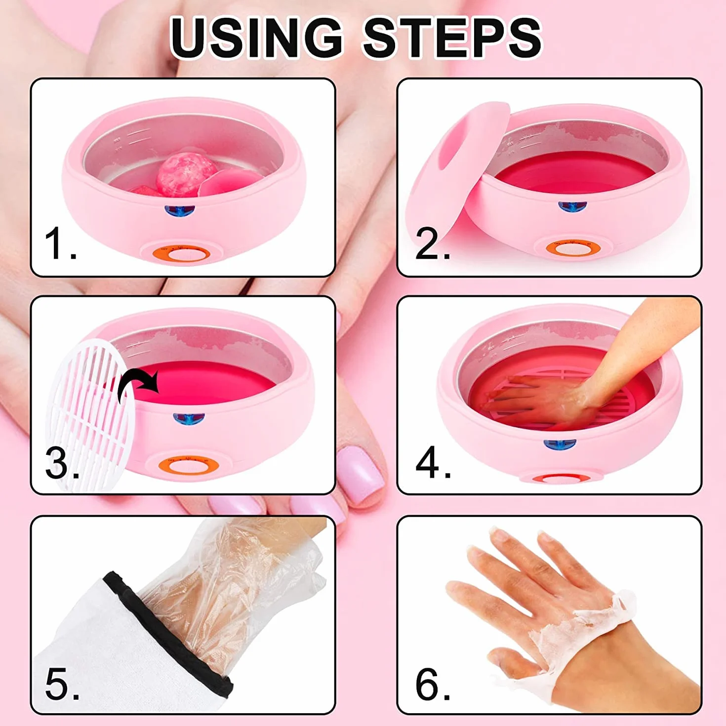 Gel di paraffina per mani e piedi, dispositivo di riscaldamento per bagno di paraffina Forever Speed con 900 g di cera di paraffina per mani e piedi idratanti e artrite calmante (rosa)