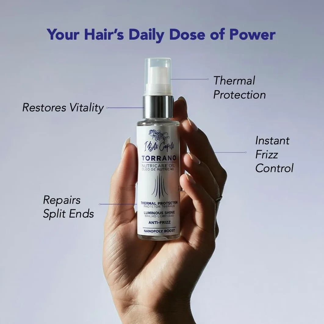 I Belli Capelli NutriCare Hair Oil: siero nutriente per capelli secchi e crespi. Ripara, rinforza, dona lucentezza, protegge dal calore e leviga le doppie punte. (60 ml)