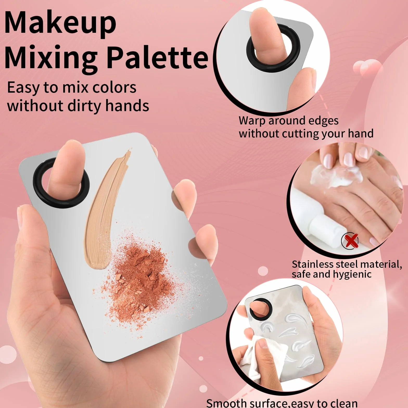 Set Spatola Per Fondotinta - Palette Per Miscelare Trucco In Acciaio Inossidabile Con Patula Trucco Coreano Miscelatore Portatile Per Palette Per Miscelare Fondotinta, Ombretti, Nail Art