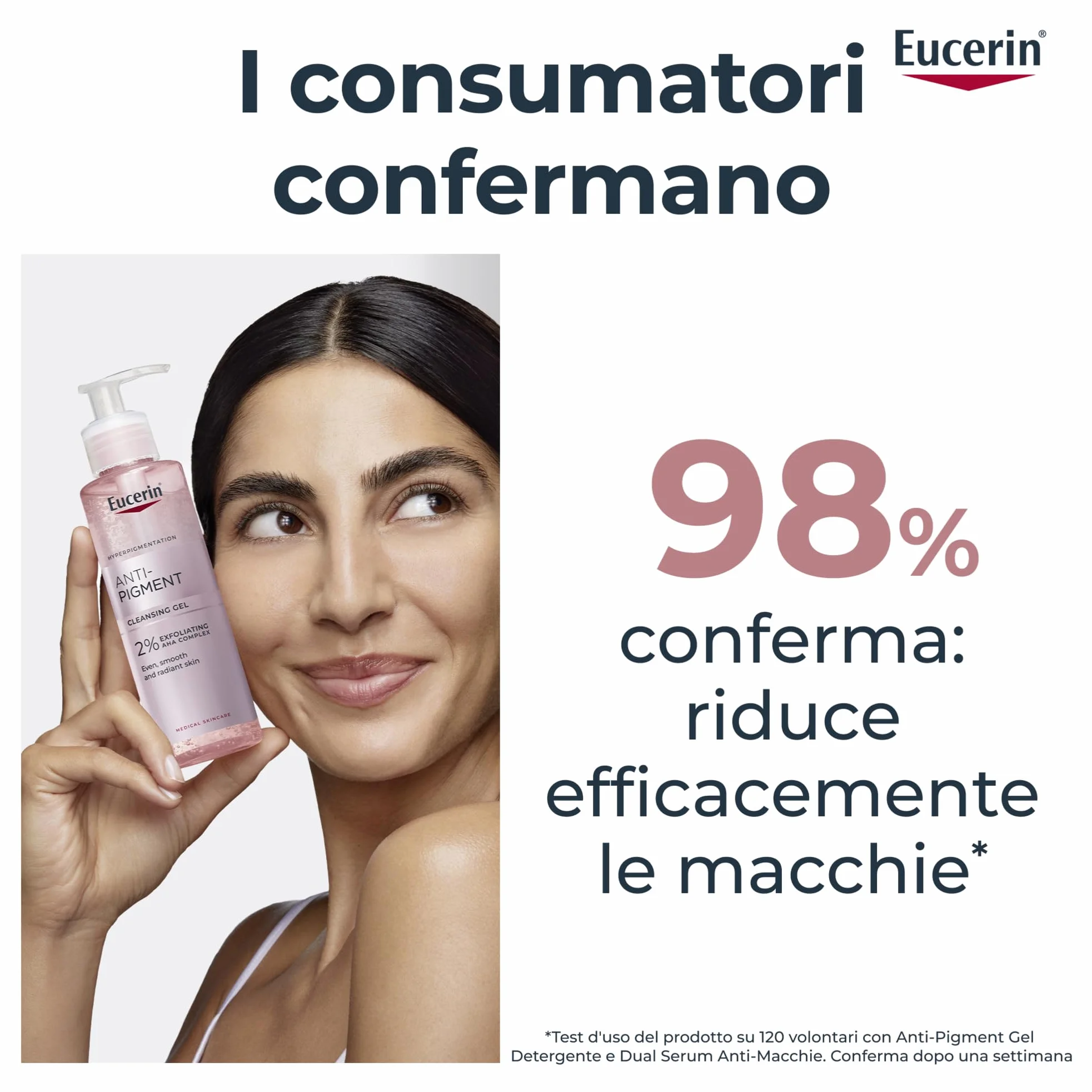 Eucerin Anti-Pigment Gel Detergente Viso 200 ml, Detergente schiumogeno antimacchie con 2% complesso esfoliante viso AHA, Acido Glicolico e Acido Lattico, Cleanser per tutti i tipi di pelle