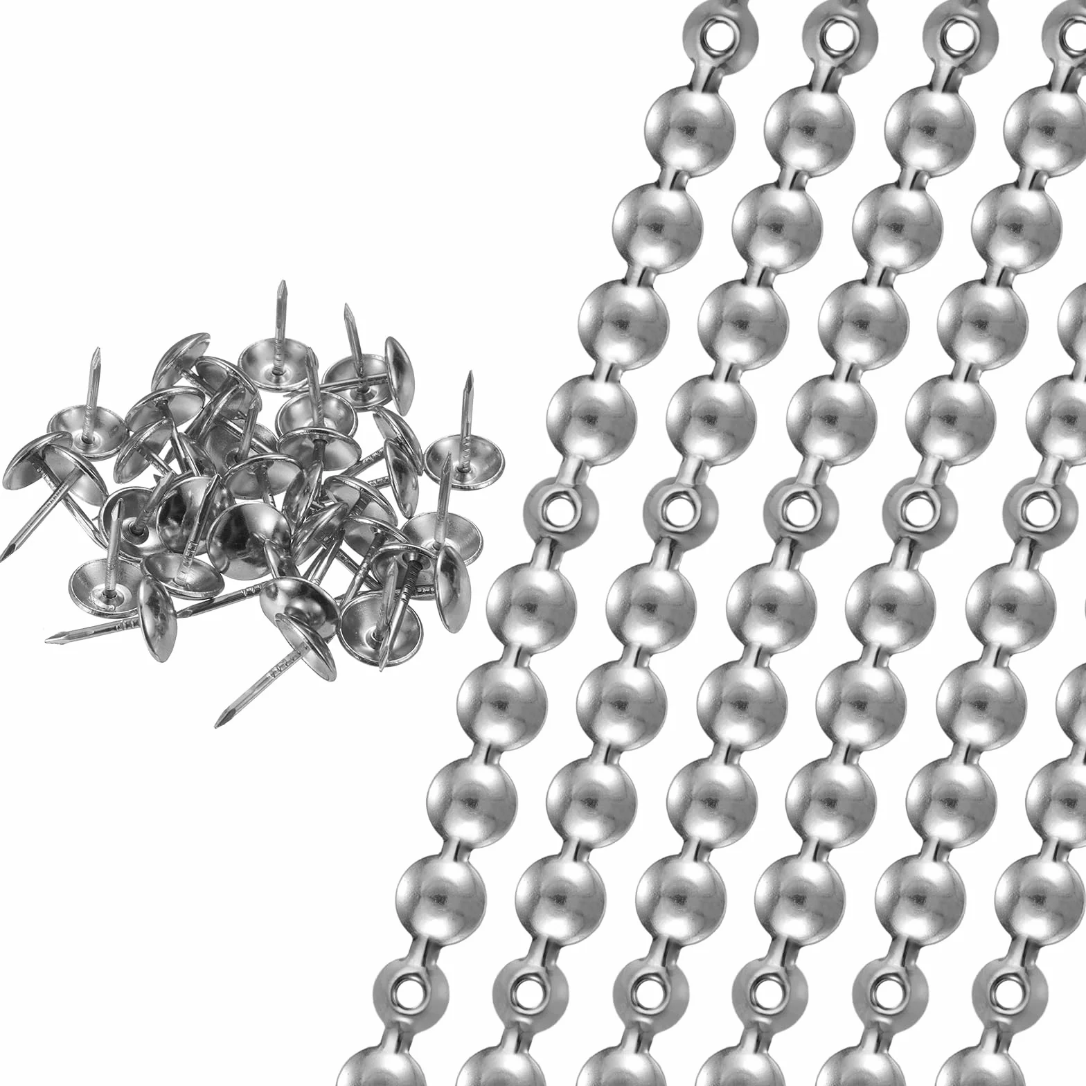 QUARKZMAN 6 Pezzi Strisce Borchie Tappezzeria Decorative D11mm Argento Per Mobili Divano