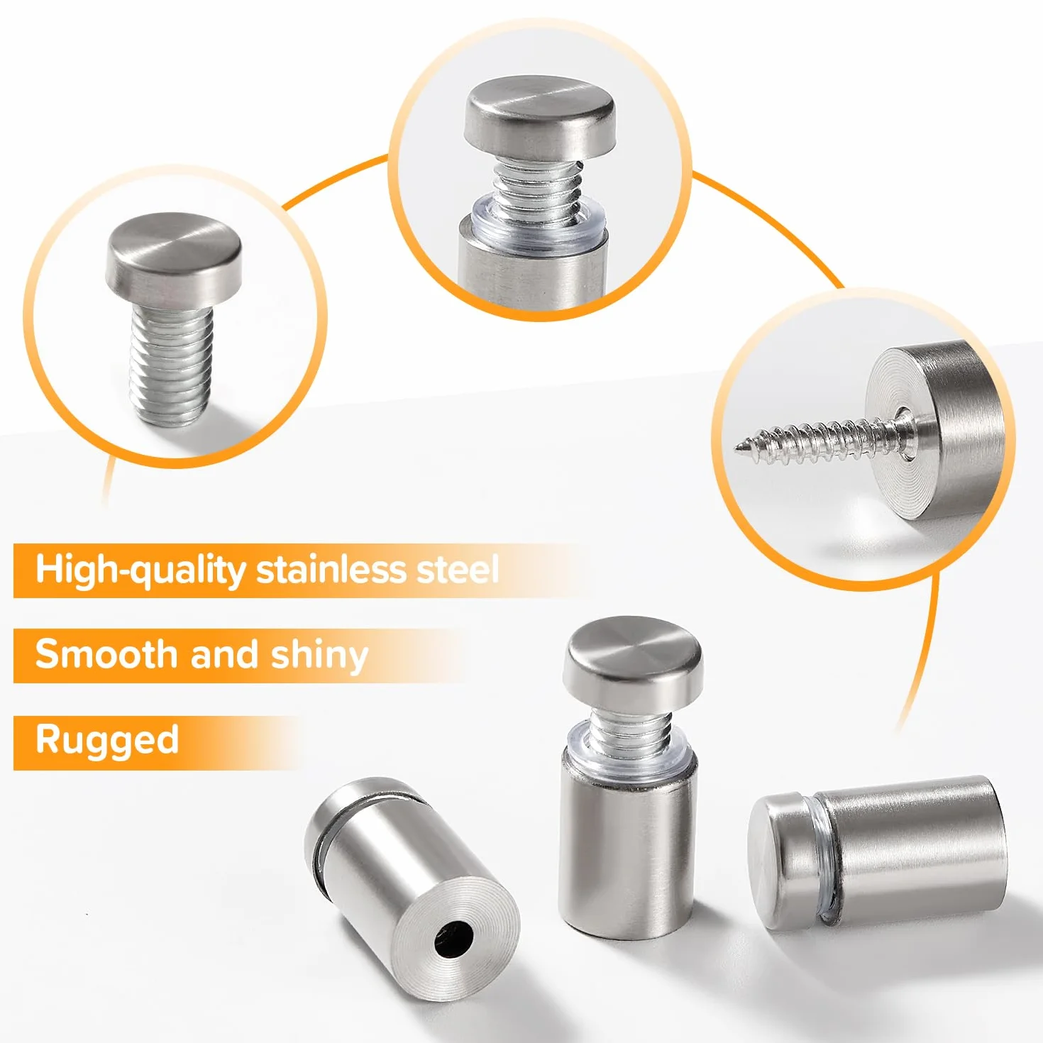 Distanziali per Targhe 16×25 mm Acciaio Inox, Vite di Vetro Standoff Bulloni Supporto, 10 Pezzi