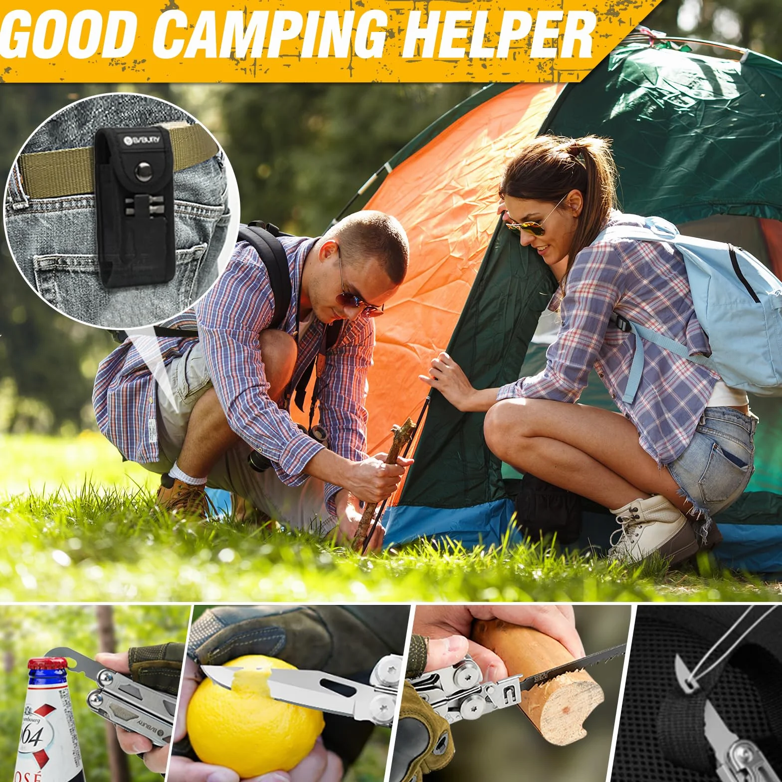 BIBURY Pinza Multiuso Multifunzione in Acciaio Inox Multitool con Forbici e Seghe Sostituibili