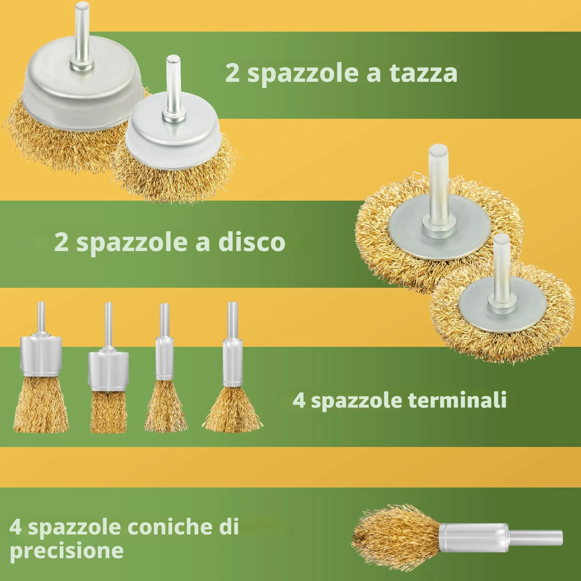 BLOSTM Spazzola Ferro per Trapano 9 Pezzi Set Completo Pulizia Rimozione Ruggine Lucidatura Vernice