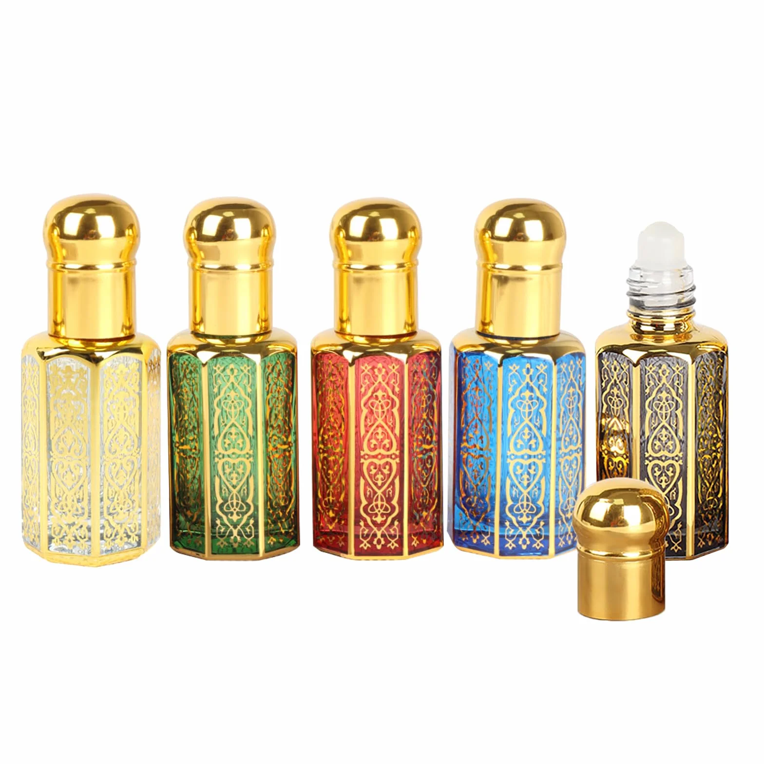 12ml 5 Pezzi Bottiglie a Rullo Vintage per Oli Essenziali, Roll on Oli Essenziali Riutilizzabile Roll-On in Vetro per Viaggiare, Festa, Vita Quotidiana