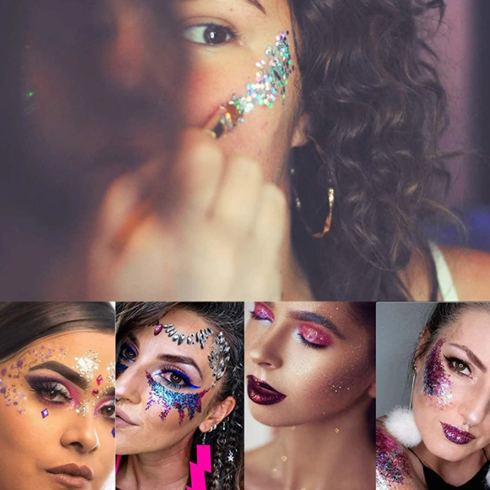 HEMOER 12 Colori Glitter Grosse Olografiche, 144g Holographic Chunky Glitter per Corpo, Paillette per Resina Epossidica, Capelli, Unghie, Viso, Trucco del Festival