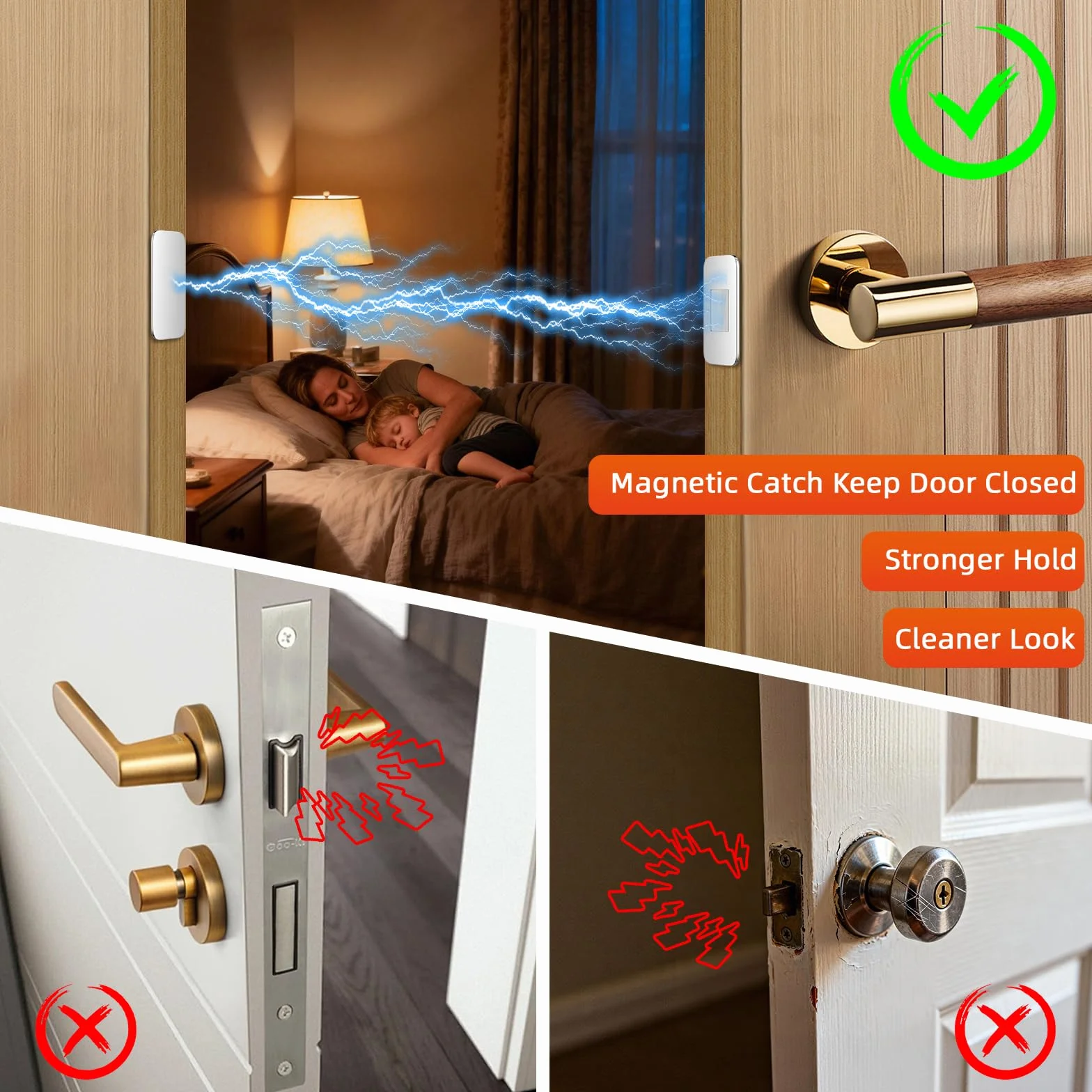 Chiusura Magnetica Ultra Sottile 6 Pezzi Argento, Calamita per Mobili in Metallo, Magneti Adesivi per Porte Armadi Cucina