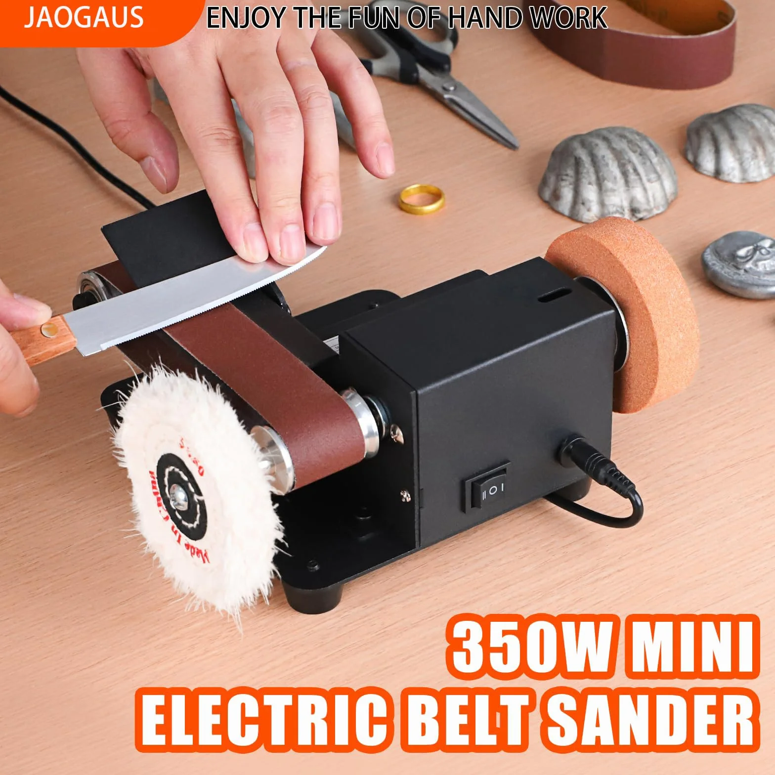 Mini Levigatrice a Nastro Elettrica 350W 10000 giri/min Controllo Variabile Infinito Display LED per Metallo Legno Alluminio