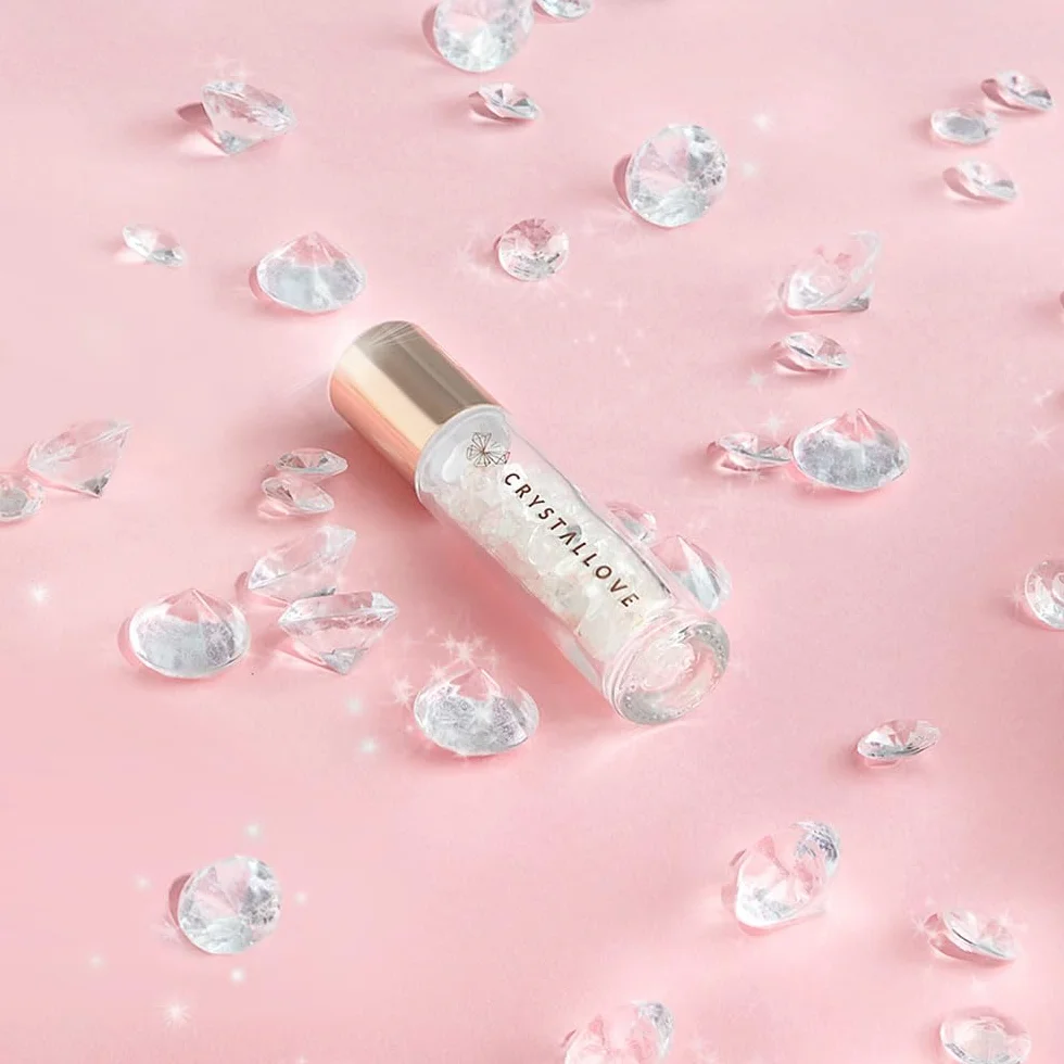 CRYSTALLOVE Oil Bottle 10 ml - Cristallo di rocca - Cristalli di olio Rollon per oli, profumi, cosmetici, massaggi - Bottiglie di vetro per oli essenziali - Roller - Roller di vetro ricaricabile