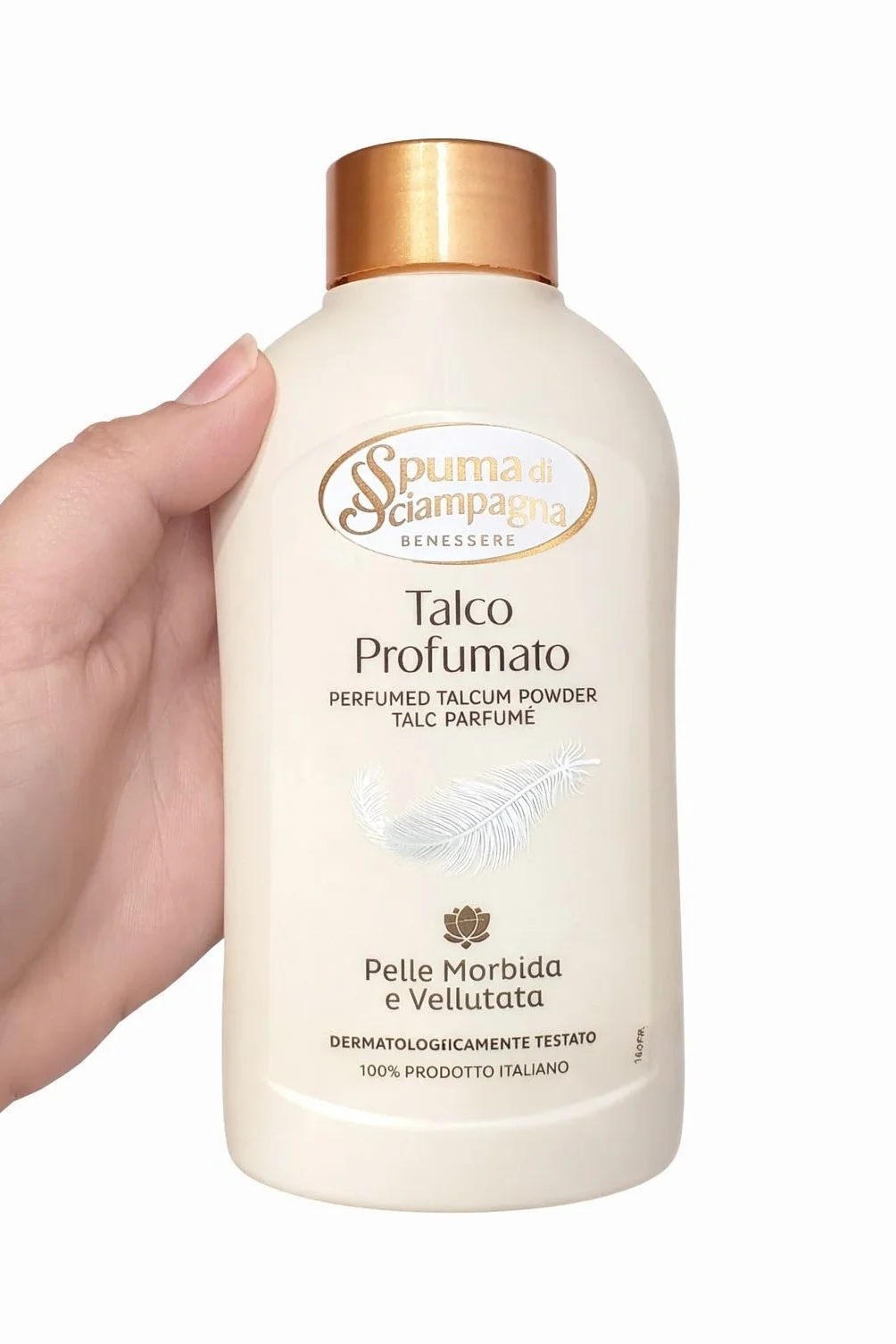 Spuma di Sciampagna Kit Talco Profumato 2 x 200g con Porta Cipria e Piumino, Polvere Corpo, Profumazione Classica, Set Bellezza Donna - Pelle Morbida e Vallutata
