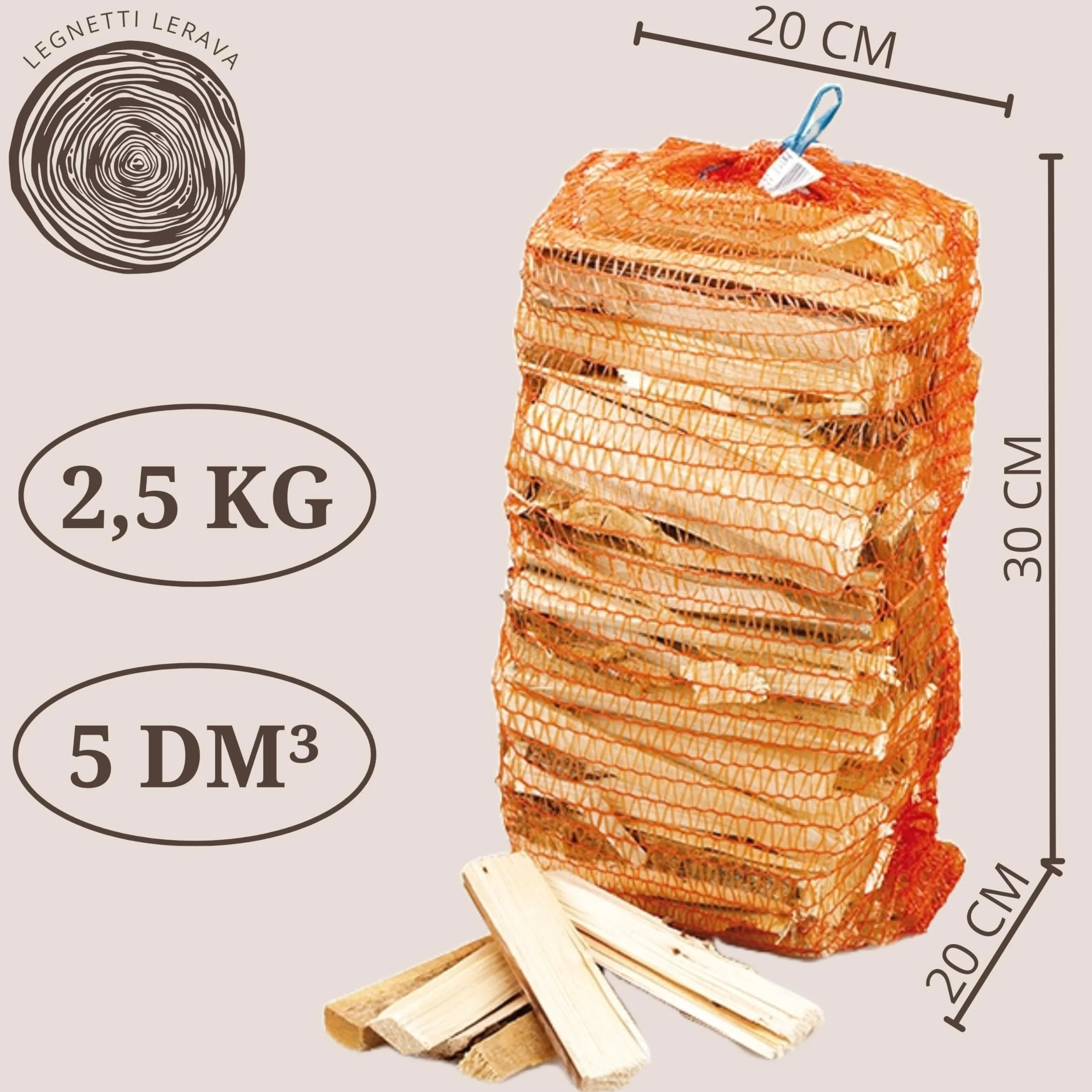 LERAVA Legnetti Accendifuoco 2,5 kg - Legna da Ardere per Camino Naturale in Legno di Pino e Abete