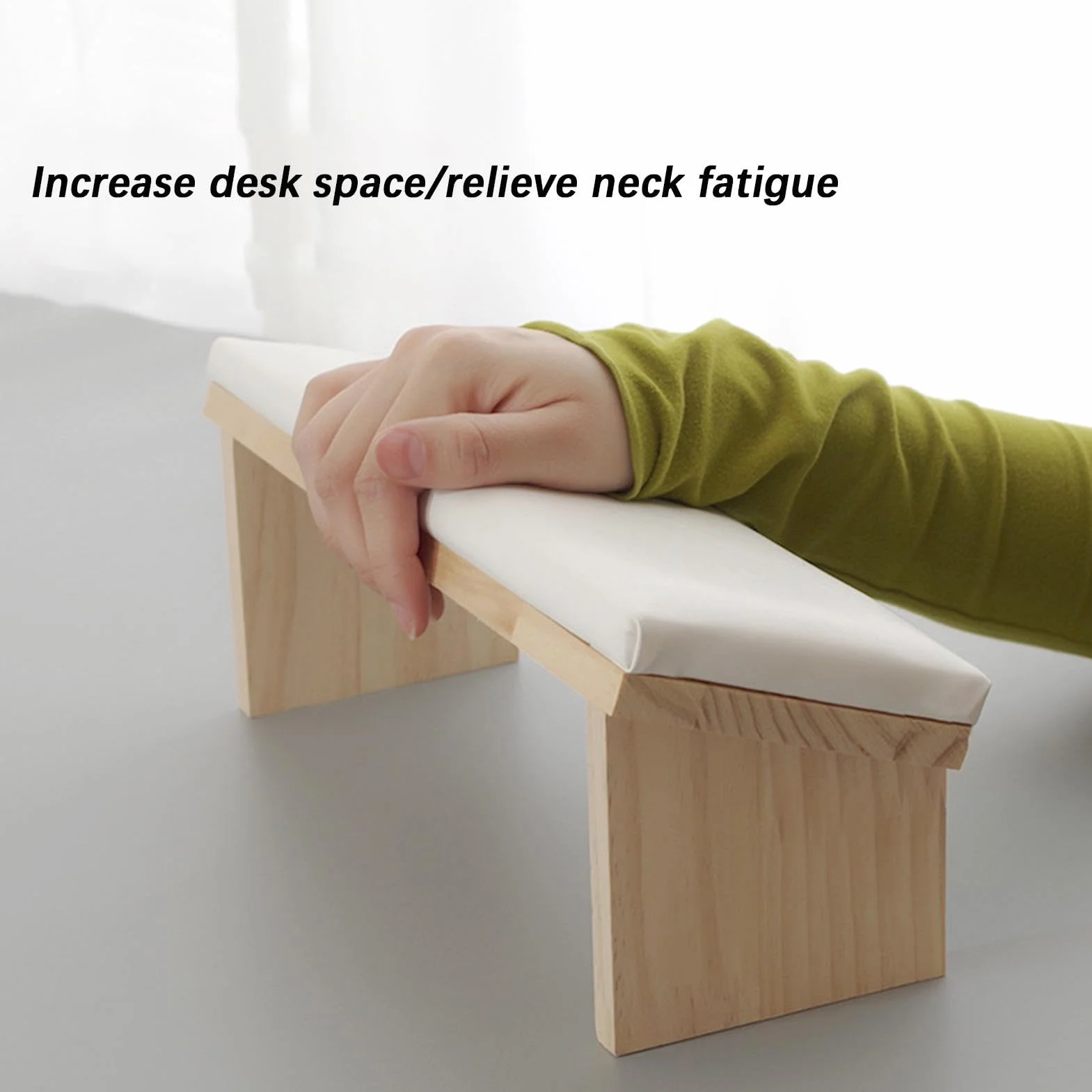 Bracciolo per tecnici delle unghie, comodo per manicure, poggiabraccia in pelle PU, design smussato in legno PU, supporto robusto per la casa