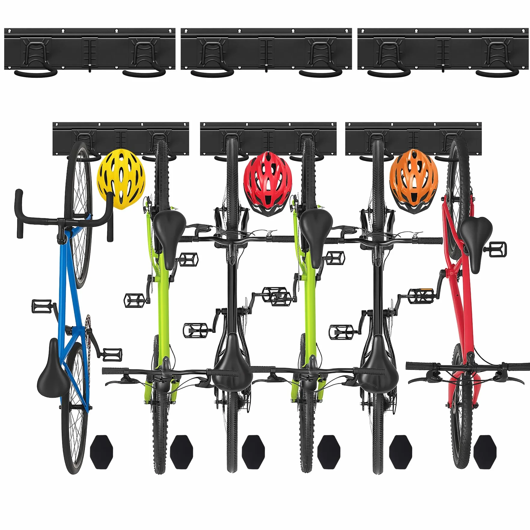 VOUNOT Porta Bici da Muro in Metallo per 6 Biciclette + 3 Caschi, Nero