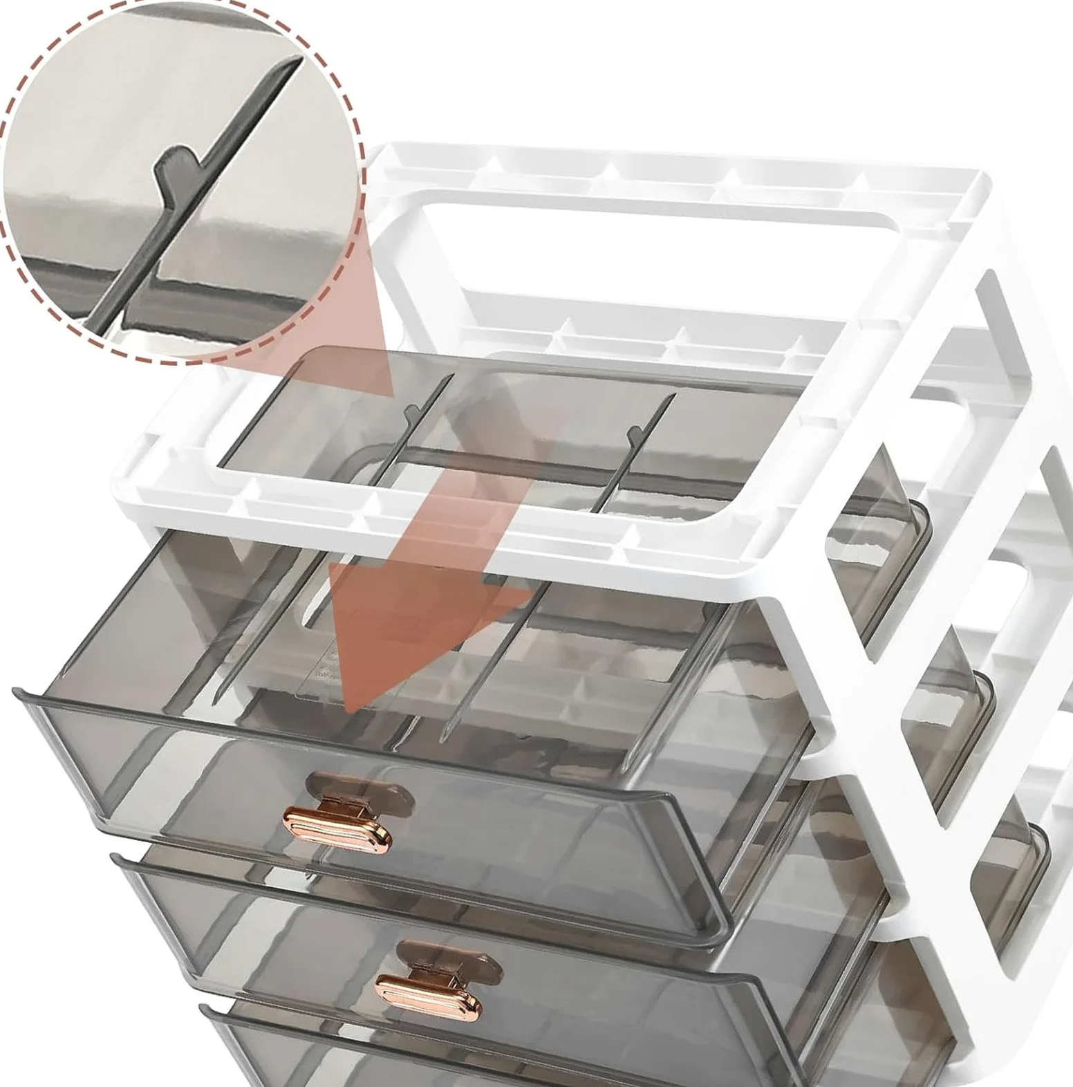 Grande Organizer per Trucchi per Vanità, Organizer per Cosmetici con 7 Scomparti e 3 Cassetti, Contenitore Impermeabile per La Cura della Pelle per Il Bagno della Camera da Letto
