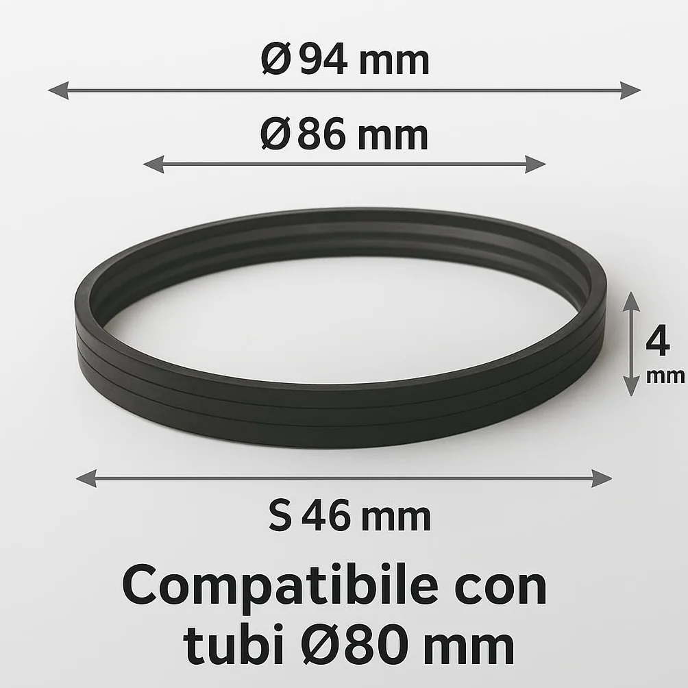 Guarnizioni in Silicone Ø80 mm Set da 10 Pezzi Resistenti 250°C per Stufe a Pellet Legna Caminetti