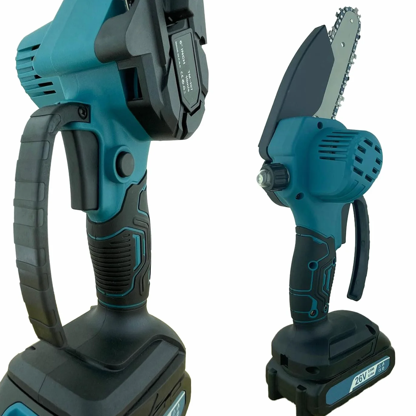 Set di Potatura a Batteria 26V 2.0AH Forbici e Motosega 4 e 6 Pollici con 2 Batterie e Valigetta