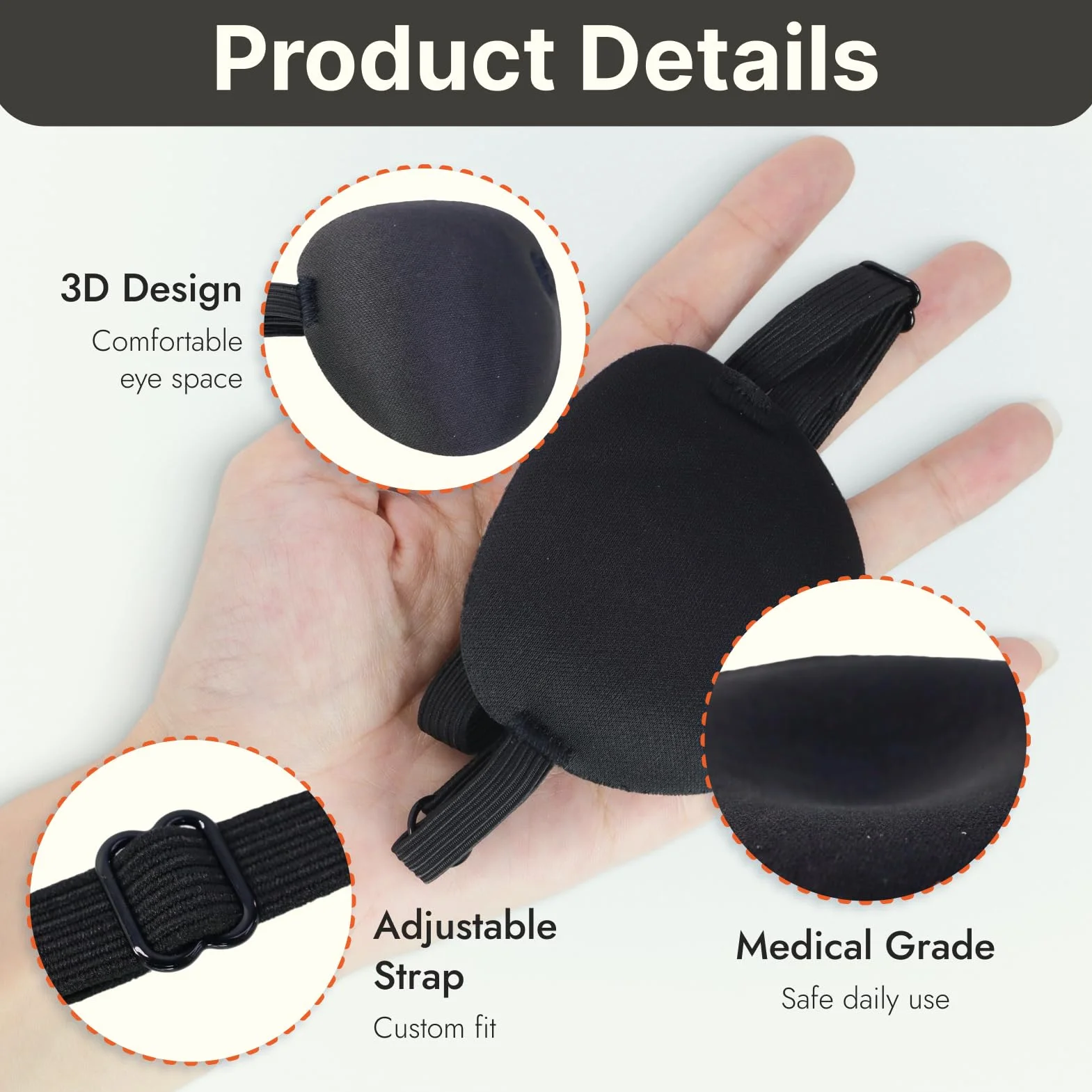 6 pezzi Copriocchio per Adulti e Bambini, 3D Regolabile con Fascia Elastica, Materiale Morbido Traspirante, Riutilizzabile per Occhio Sinistro o Destro, Ideale Costume Pirata, Ambliopia, Cosplay
