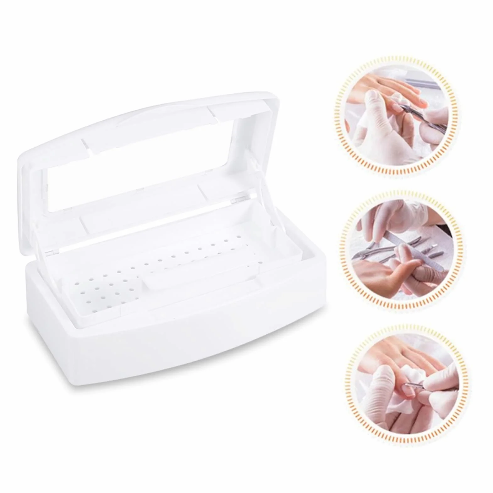 Vassoio Sterilizzatore per Nail Art, Scatola di Disinfezione in Plastica, Flacone Sterilizzatore, per Uso Domestico in Salone, Strumento Spa per Nail Art