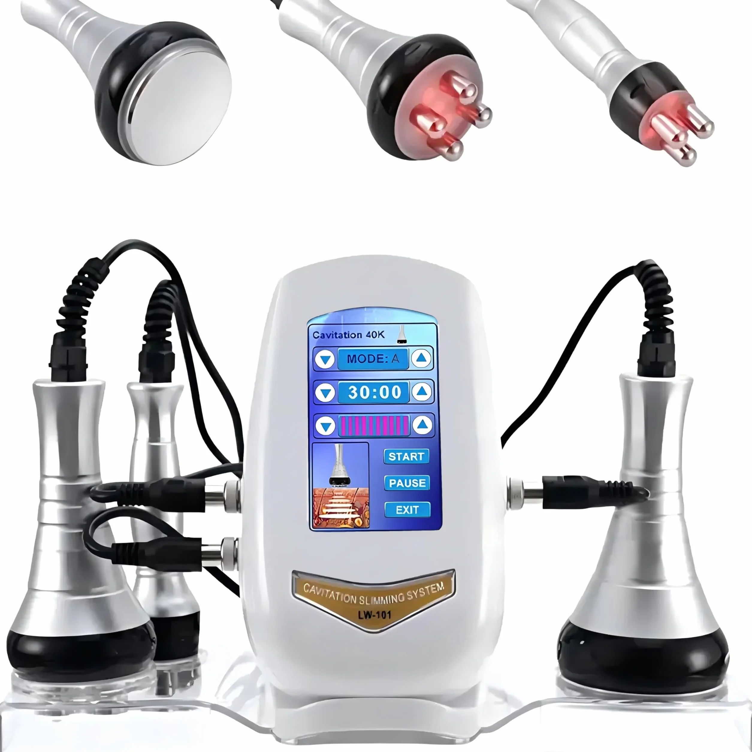 Macchina per cavitazione 40K 3 in 1 Macchina dimagrante Strumento a radiofrequenza Macchina per la cura della pelle Macchina multifunzionale per la bellezza del viso per viso, addome, glutei e cosce