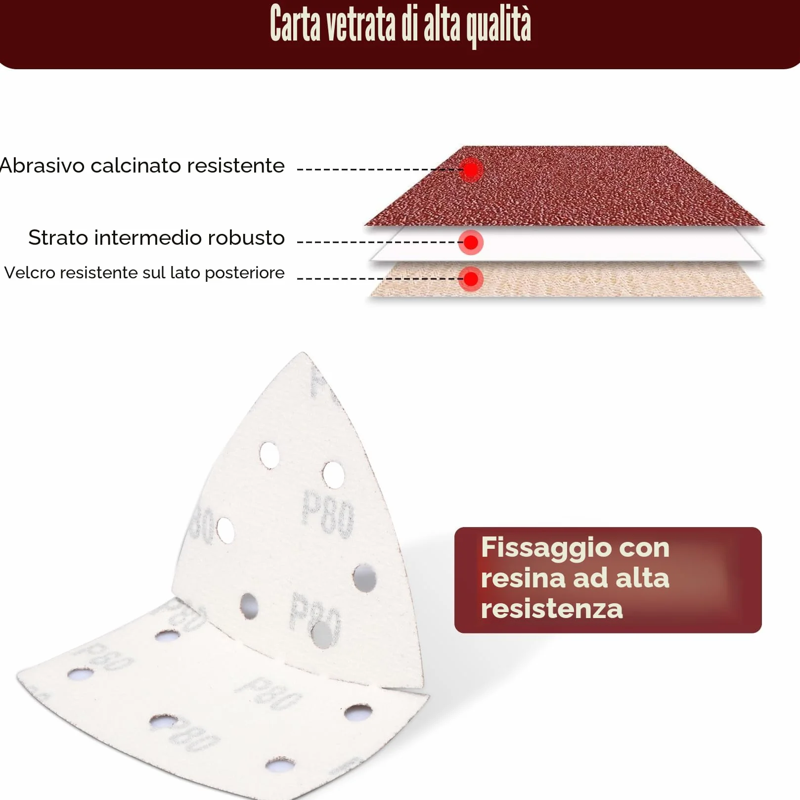 SHALL Set da 120 fogli abrasivi triangolari 105x152mm per levigatrice mouse, grane 40-240