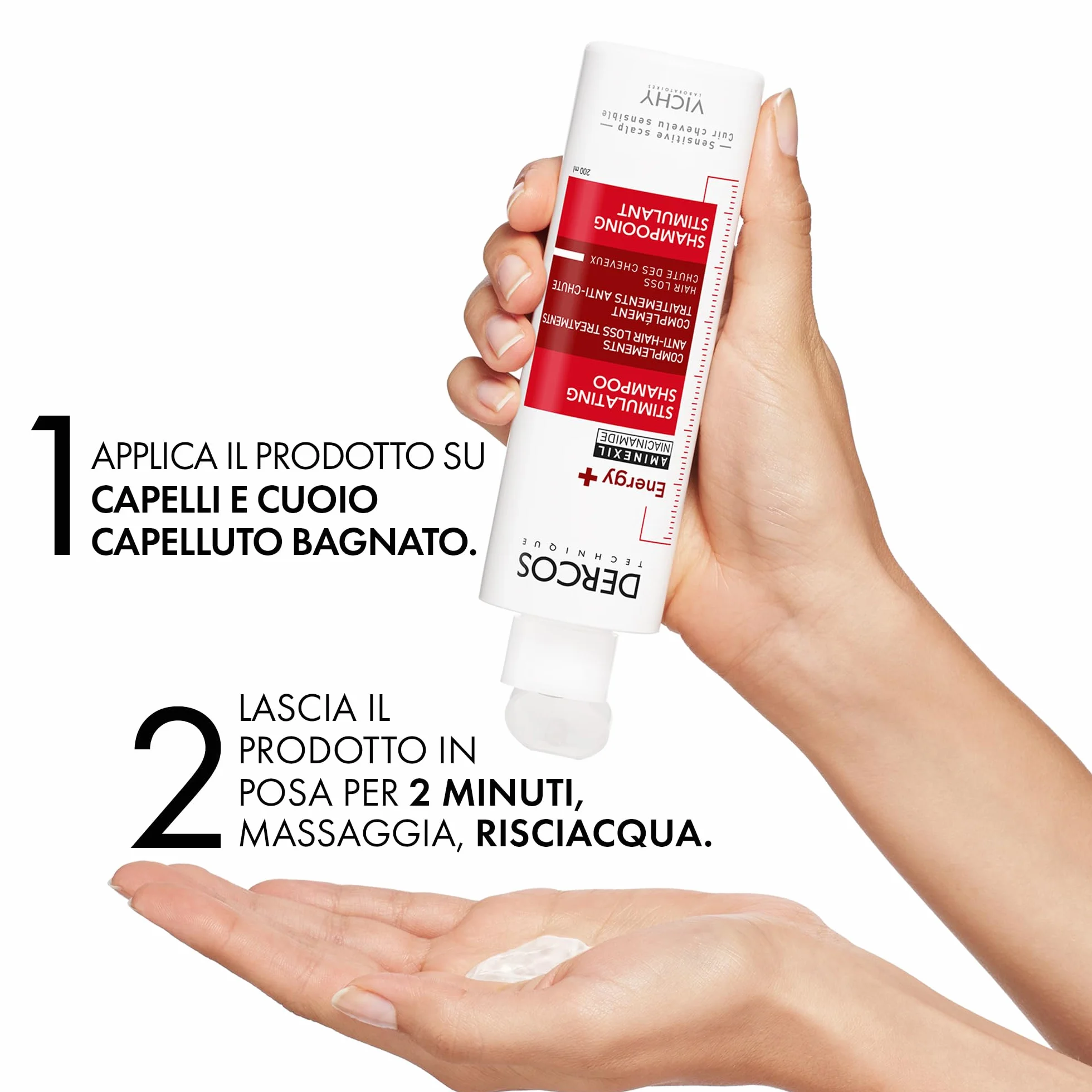 Vichy Dercos, Shampoo Energizzante, Per Tutti i Tipi di Capelli, Azione Anti-Caduta, Capelli Sani e Forti, Arricchito con Aminexil e Niacinamide