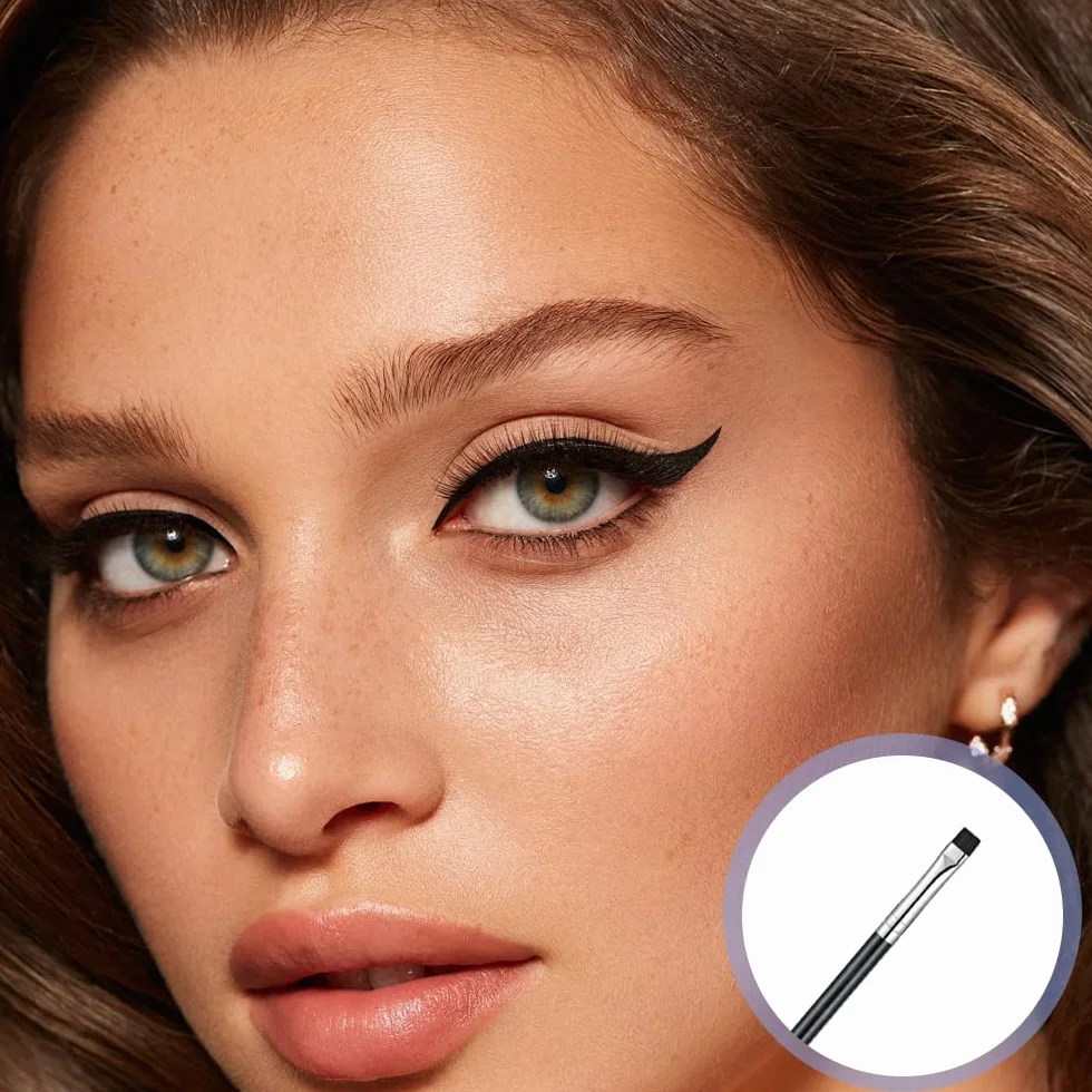 Pennelli per Sopracciglia, Pennello per Eyeliner, Pennello per Eyeliner Piatto, Pennello da Trucco, per Occhi, Sopracciglia, Ombretto, Labbra