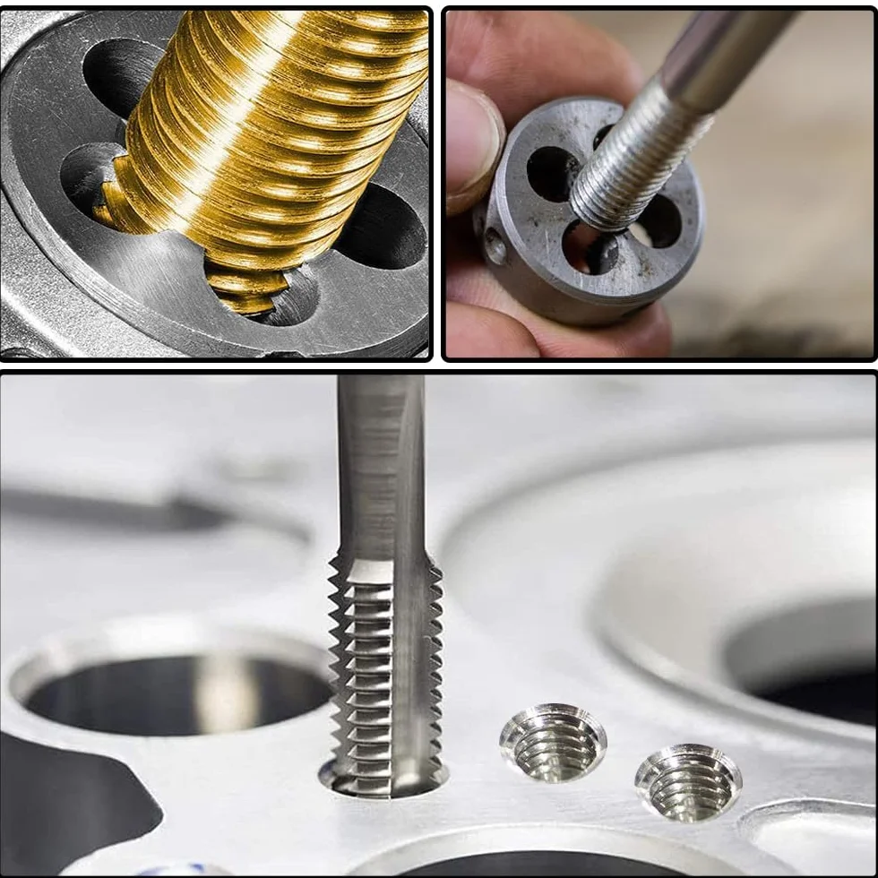 M12 X 1,25 Metrico Maschi e Filiere Kit HSS Maschi a Mano Destra Filettatura