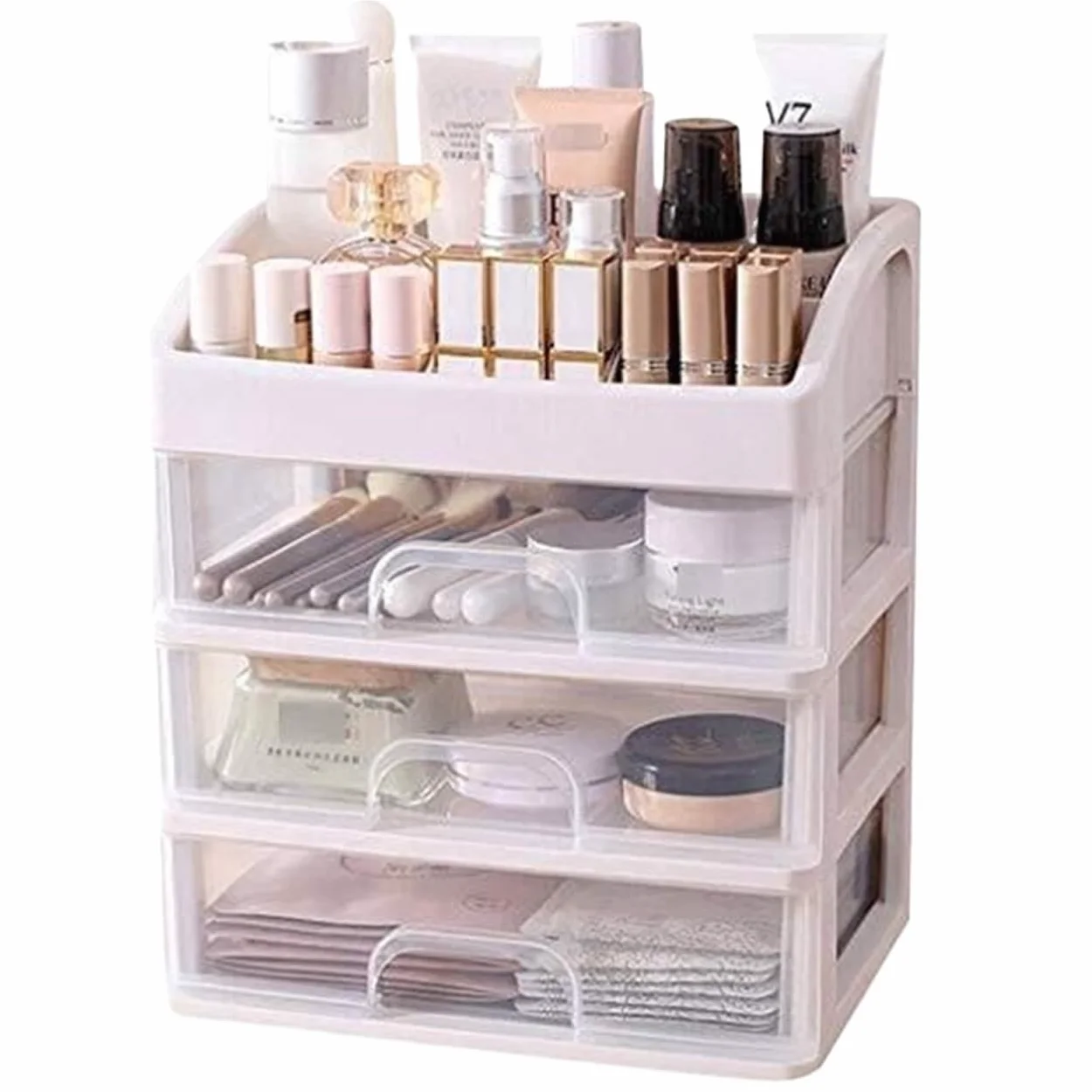 Porta Trucchi,Toeletta Organizer per Il Trucco Scatola Portaoggetti per Cosmetici Rossetto Maschera Custodia per Il Trucco Portatile Scrivania Multifunzione