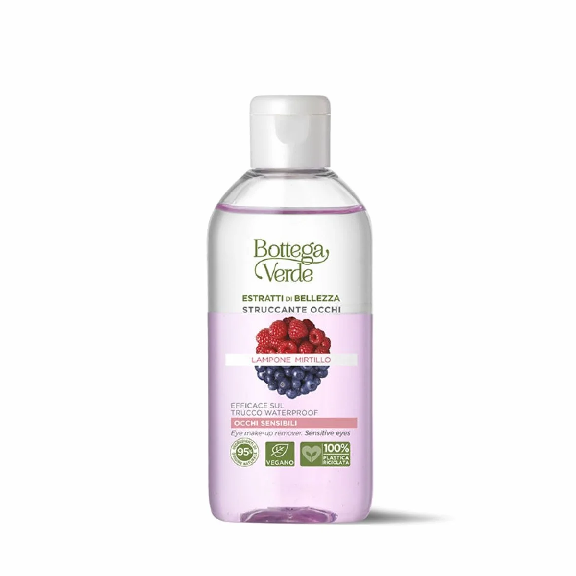 Bottega Verde - Estratti di Bellezza, Struccante Occhi, 100 ml, con Lampone e Mirtillo, Efficace Delicato, per Occhi Sensibili, Efficace sul Trucco Waterproof