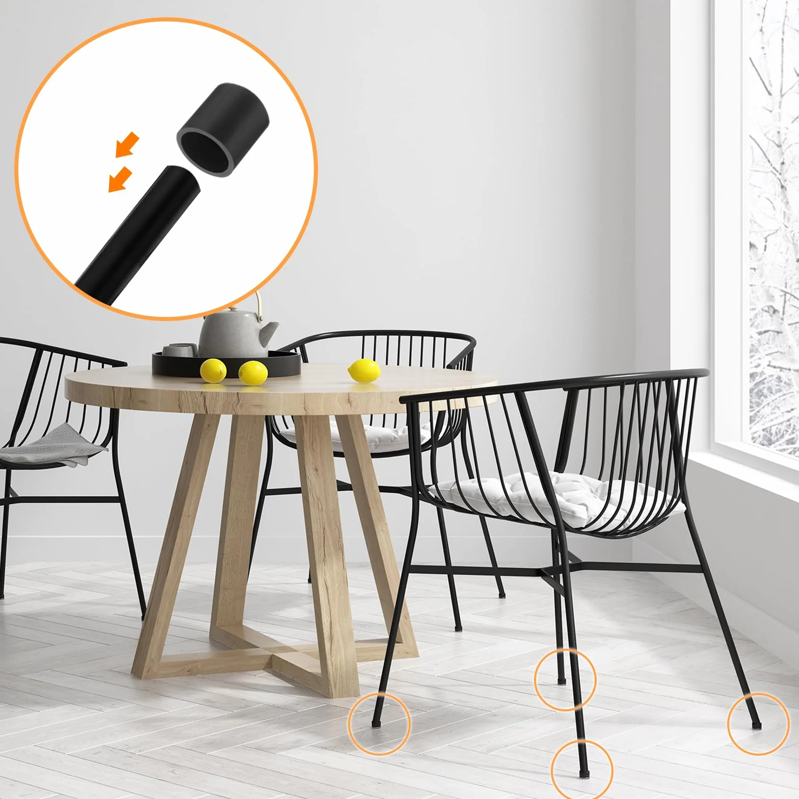 QUARKZMAN 56pz Coperture per Piedini Sedie 16mm Antiscivolo Nero
