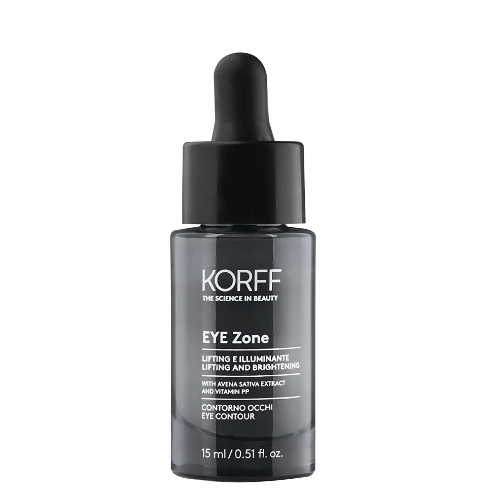 Korff Eye Zone Contorno Occhi Borse e Occhiaie con Acido Ialuronico e Vitamina PP, Effetto lifting e illuminante, 15 ml