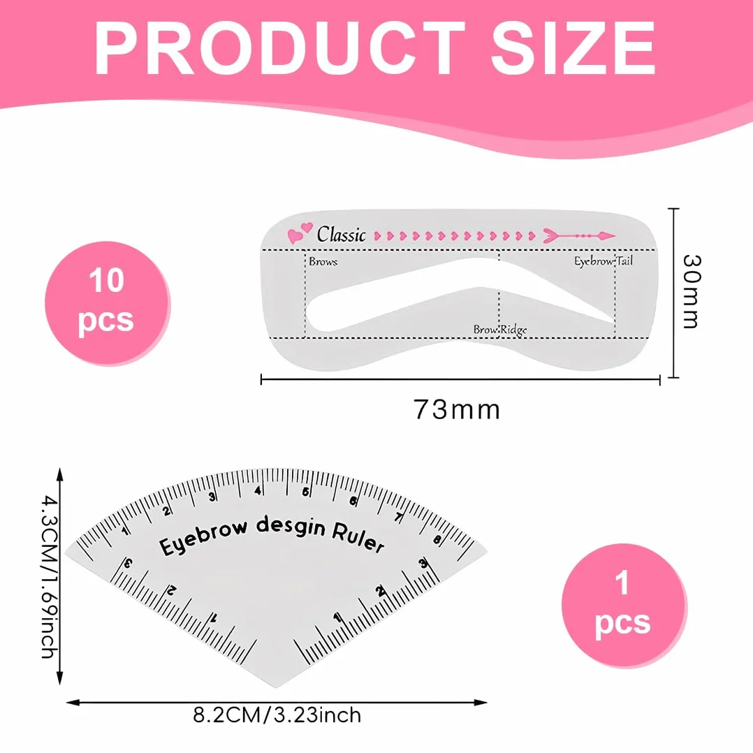 11 Pezzi Kit Di Timbri Per Sopracciglia Con 10pcs Modello Di Sopracciglio e Guida per Trucco Sopracciglia,Riutilizzabile,Kit Laminazione Ciglia