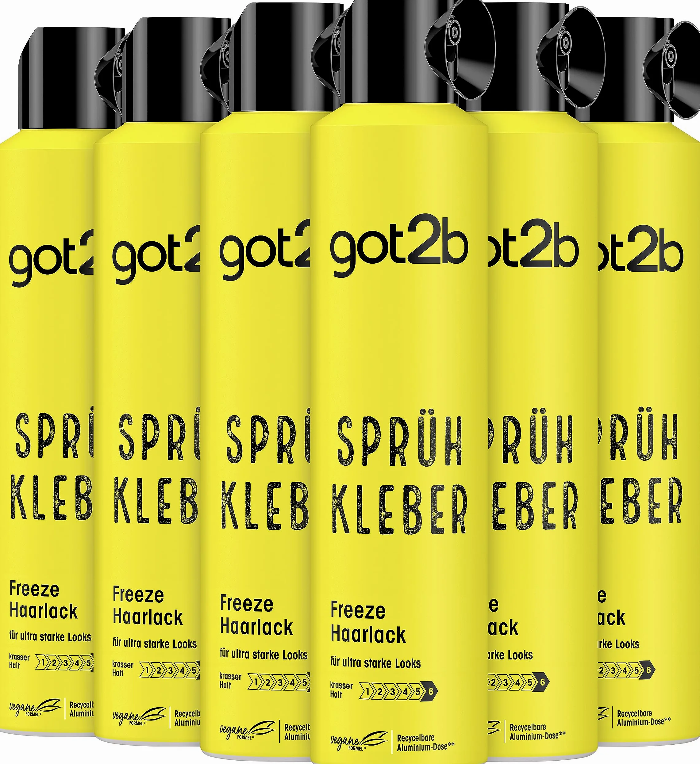 Got2B Vernice spray per capelli, tenuta 6 (300 ml), 72 h, spray per capelli ultra forti, senza attaccarsi o asciugarsi, fissa fino al prossimo lavaggio dei capelli, 6 x 300 ml