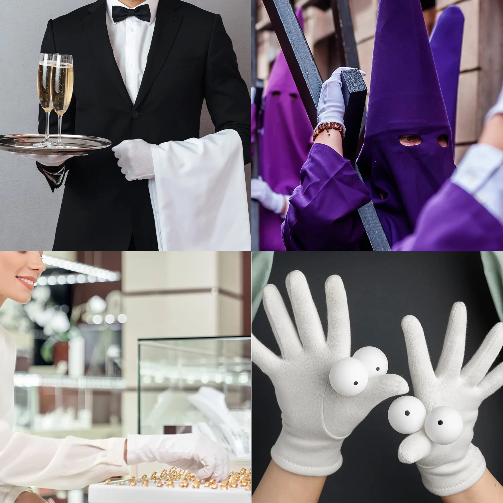 6, 12, 60, 120, 240 o 480 Paia, Guanti in Cotone, Guanti Idratanti, Morbidi, Elastici, Cura Delle Mani, Confortevoli, Mimo, Gioielliere, Cameriere, Costume, Bianco o Nero.