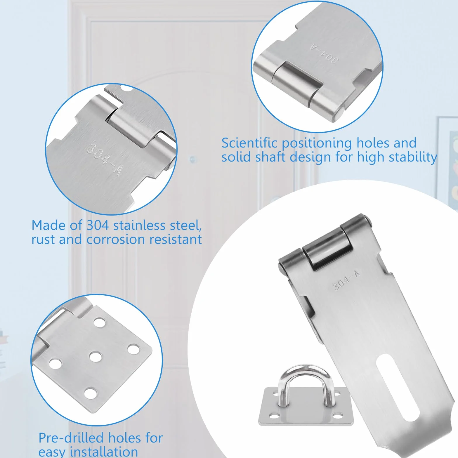 Lucchetto Hasp 4 Pollici in Acciaio Inox per Porta, Garage, Armadio