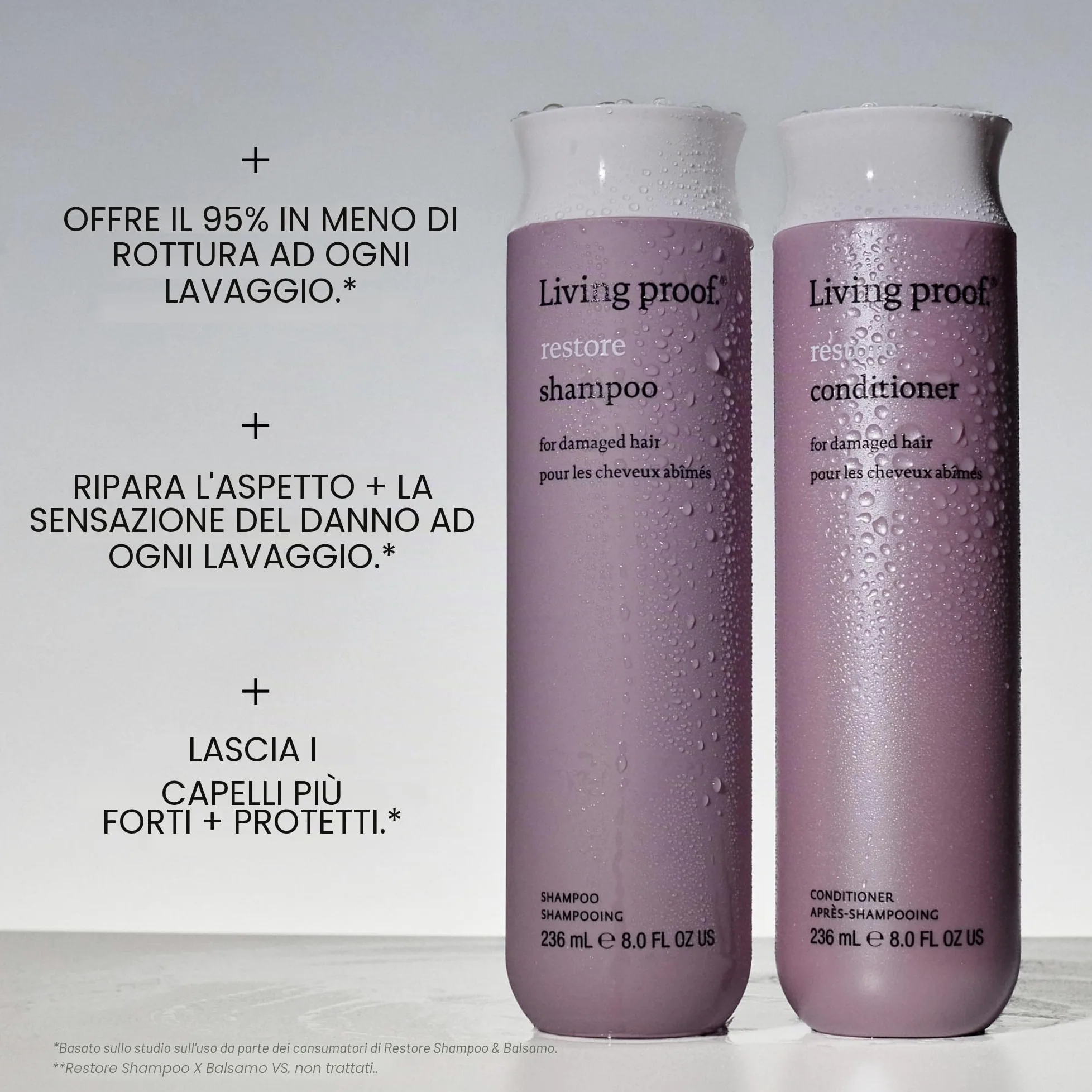 Living Proof Restore Shampoo 710ml – Shampoo ristrutturante per capelli secchi & danneggiati – Ripara i danni, per capelli sani – Vegano, senza parabeni, siliconi né solfati