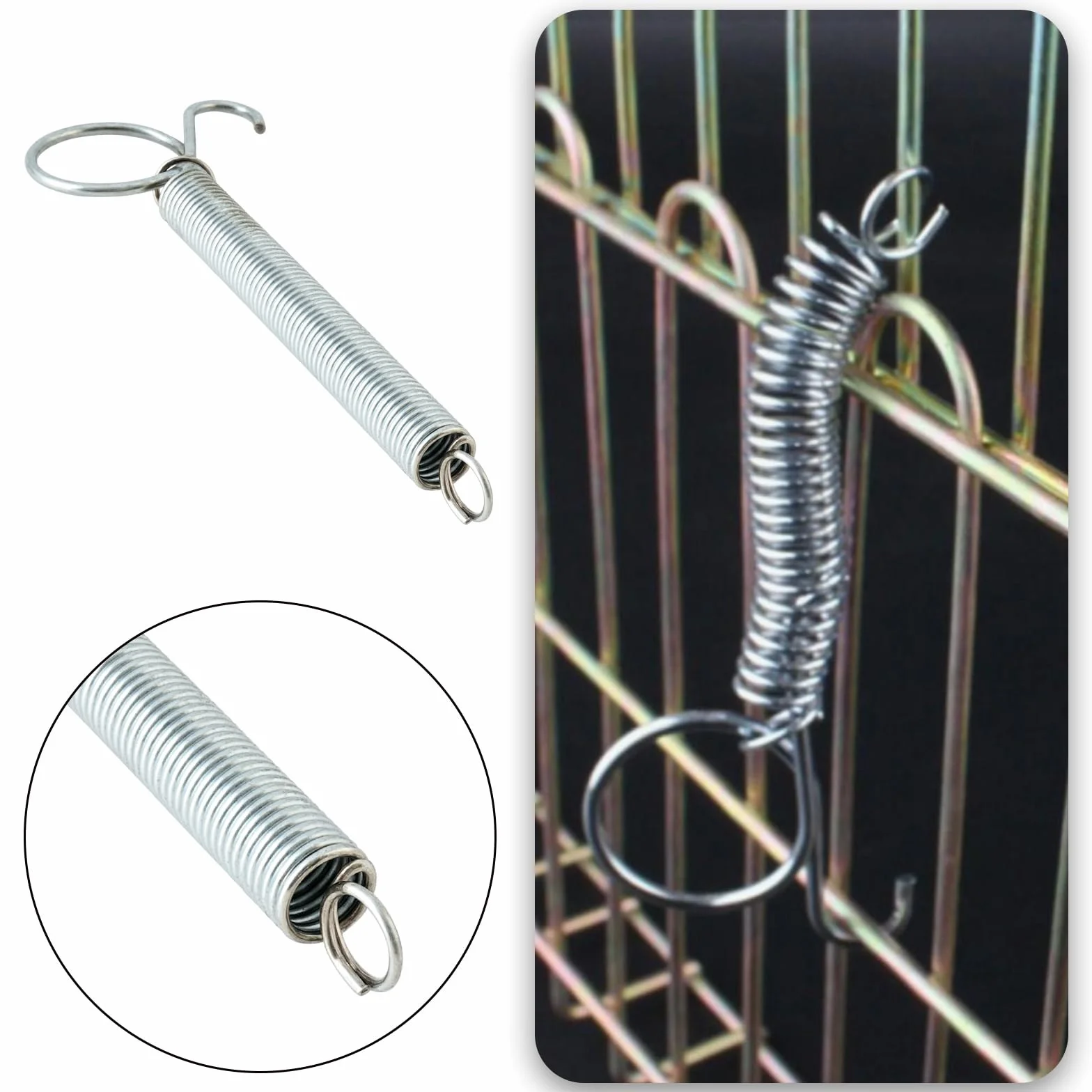 Gancio A Molla Per Porta Gabbia 115mm 4 Pezzi Metallo Per Gabbie Animali Domestici