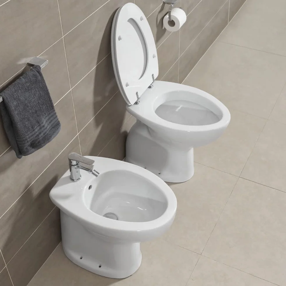 Inbagno Sanitari Bagno per Anziani H. 48 cm Ceramica Bianca Lucida Sedile copriwc Slim