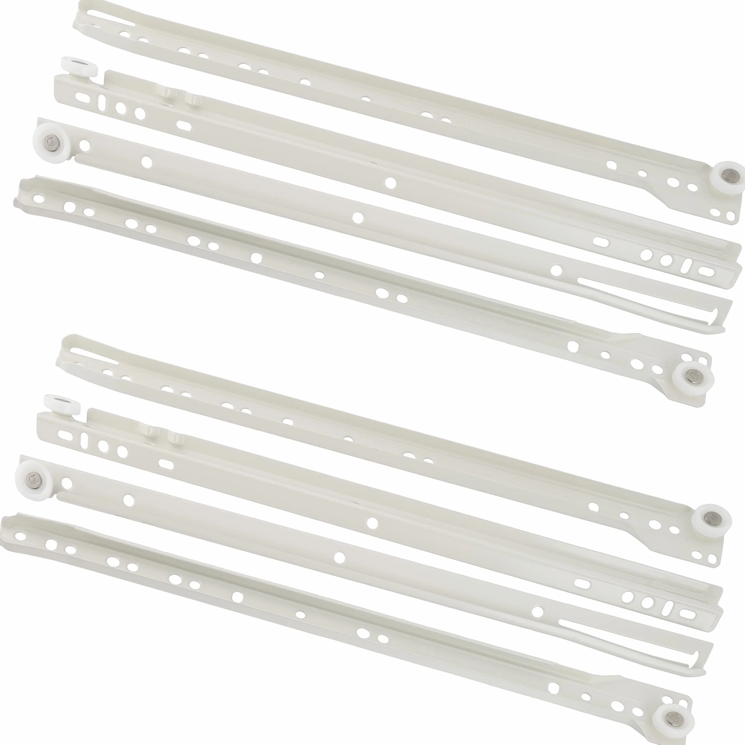 AERZETIX C41023-2 Set Guide Scorrevoli a Rulli 35cm Cassetti Carico Massimo 25 kg Acciaio Bianco per Mobili Armadio