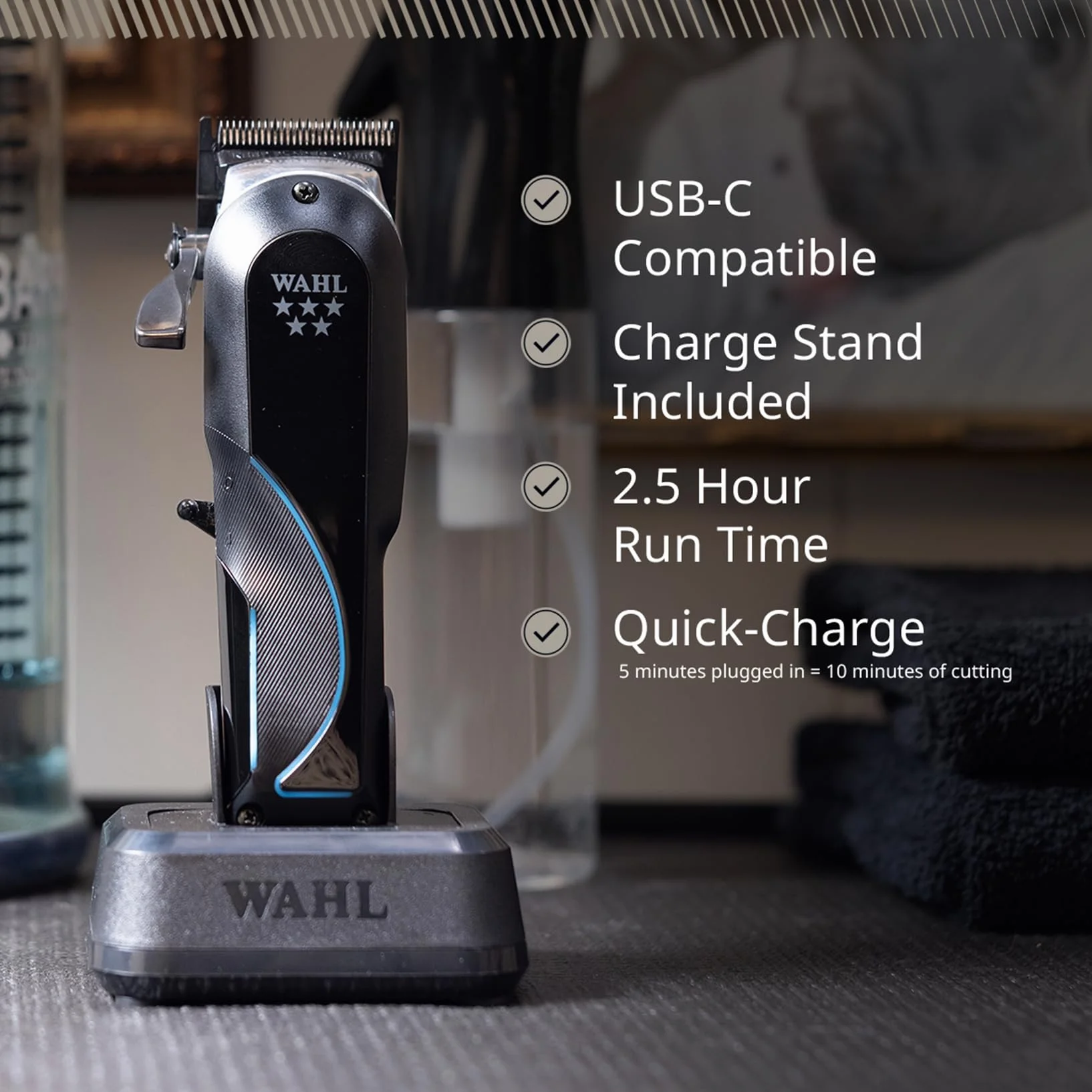 Wahl Senior 2.0 - Tosatrice Professionale Cordless - Tosatrice da Barbiere per Sfumature, Motore Adaptive Speed Control, Lama DLC, 2,5 Ore di Autonomia, Base di Ricarica