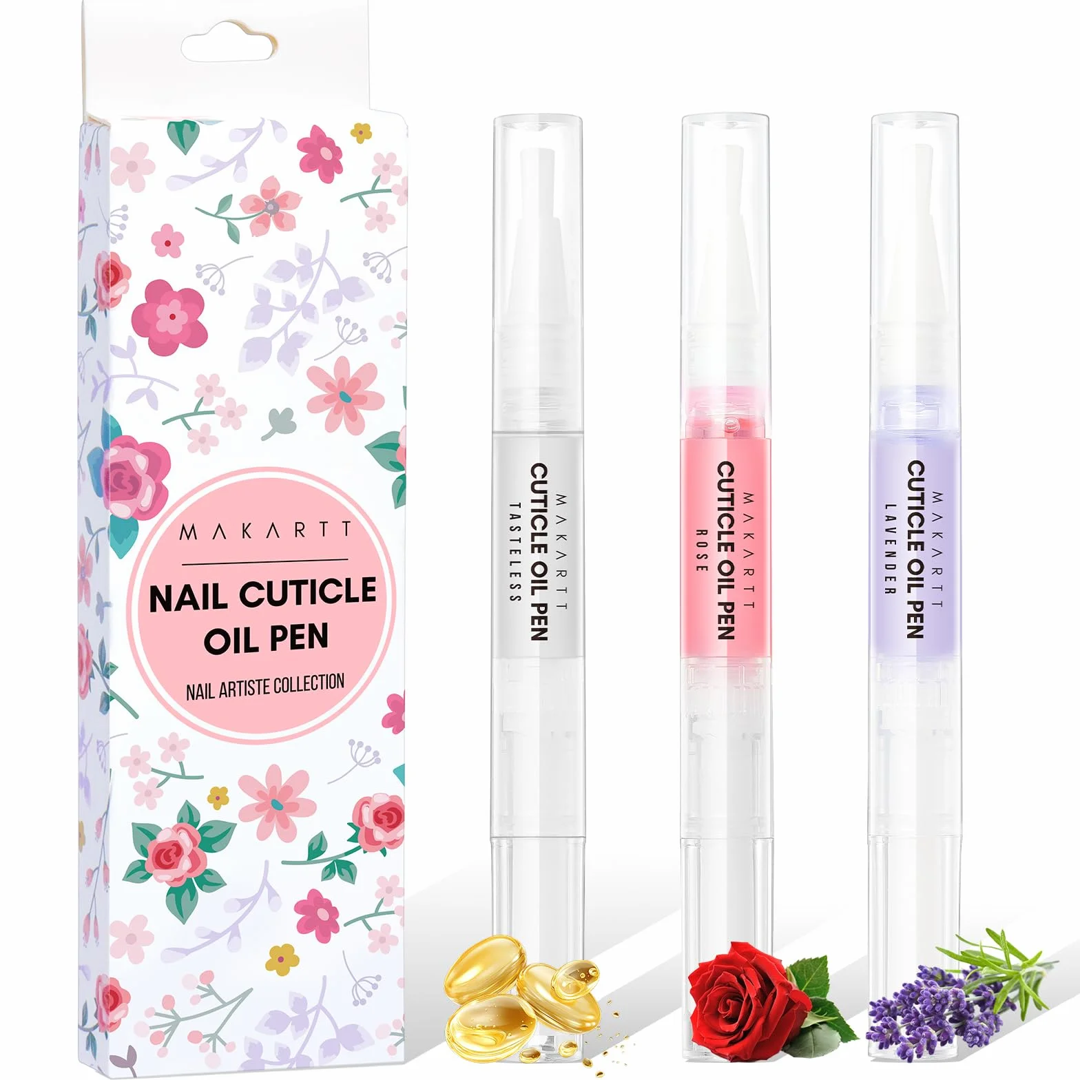 Makartt Olio Pen per Cuticole e Unghie, 3Pc Nail Oil Nutriente Idratante, Kit Cure Cuticole Crudele e Secche