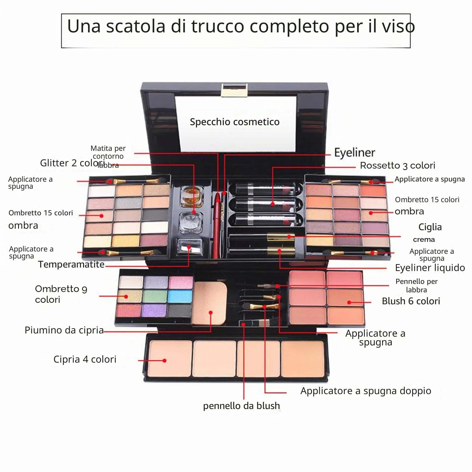 FantasyDay Set di Trucchi per Occhi Viso e Labbra - 54 Colori