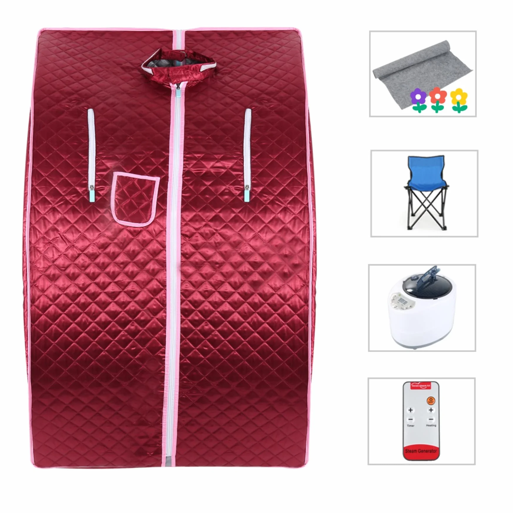 HUOLE Sauna Cabina pieghevole 1,8 l portatile telecomando 9 opzioni timer vapore ultra sottile 98 x 80 x 70 cm