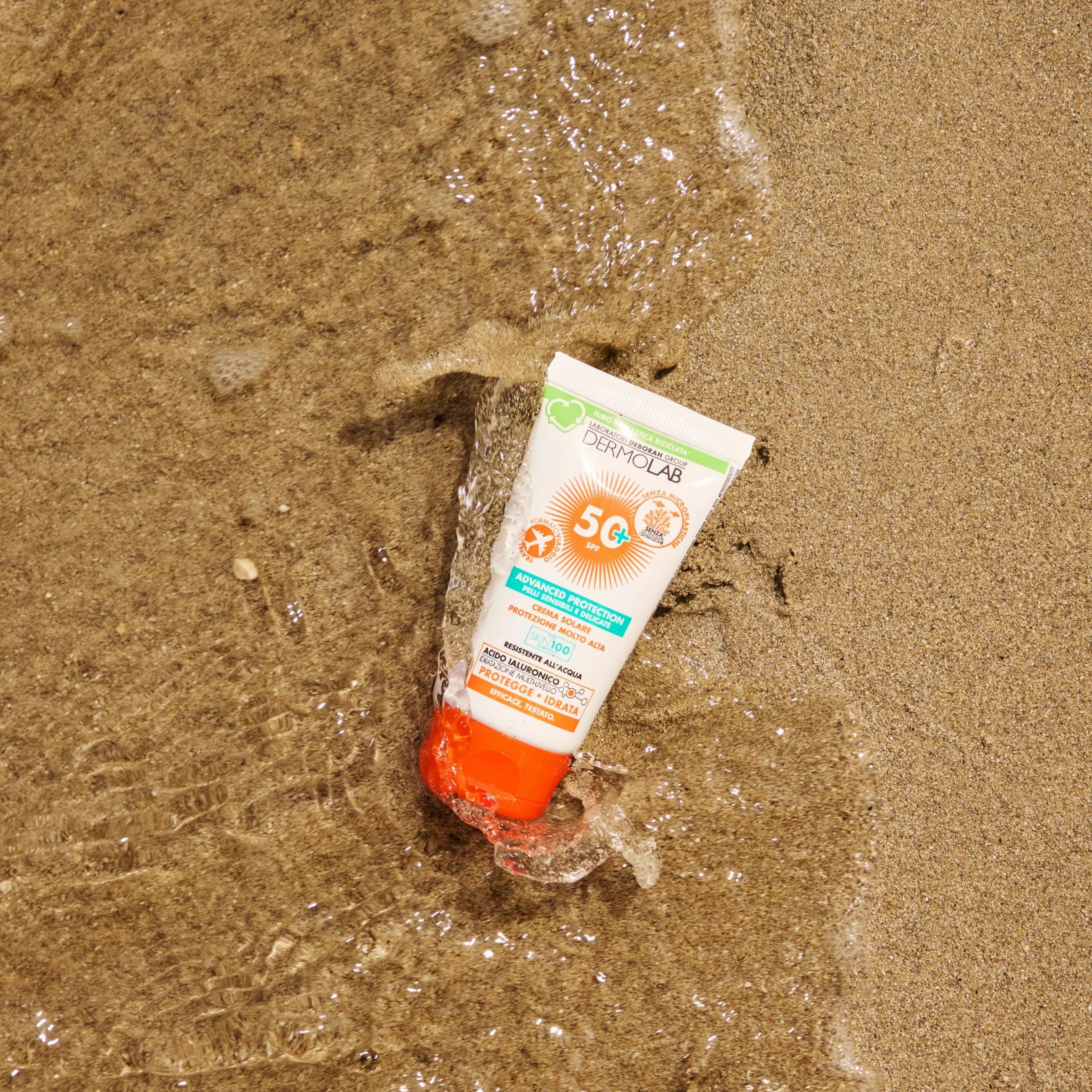 Dermolab - Crema Solare Protezione Molto Alta, per pelli chiare e delicate, Resistente All'acqua, SPF 50+, Formato Travel, 50 ml