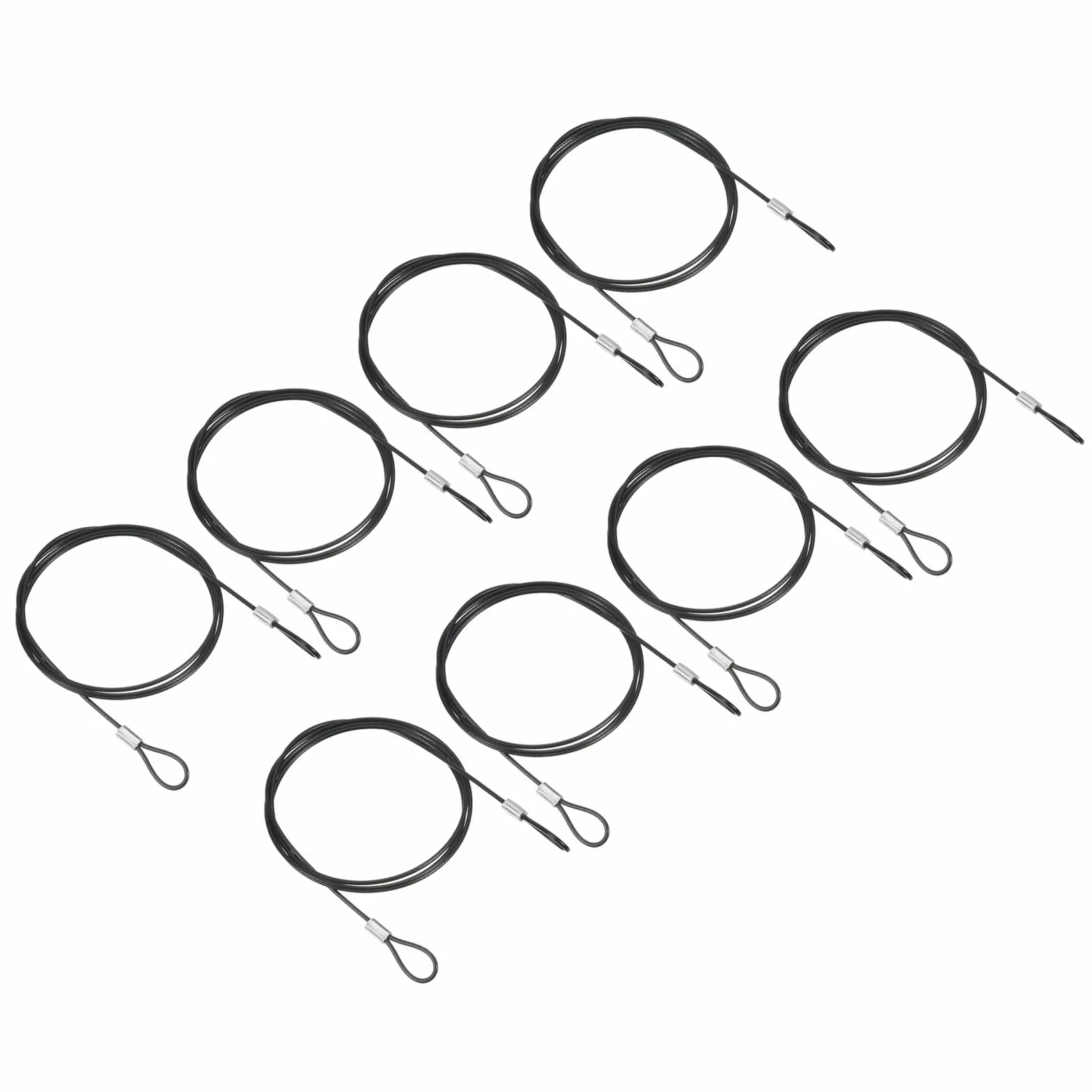 PATIKIL 1m Sicurezza Acciaio Cavo 8pz Inossidabile Acciaio 2mm Dia Cavo di Sicurezza Blocco Filo Corda Antifurto con Doppio Anello Nero