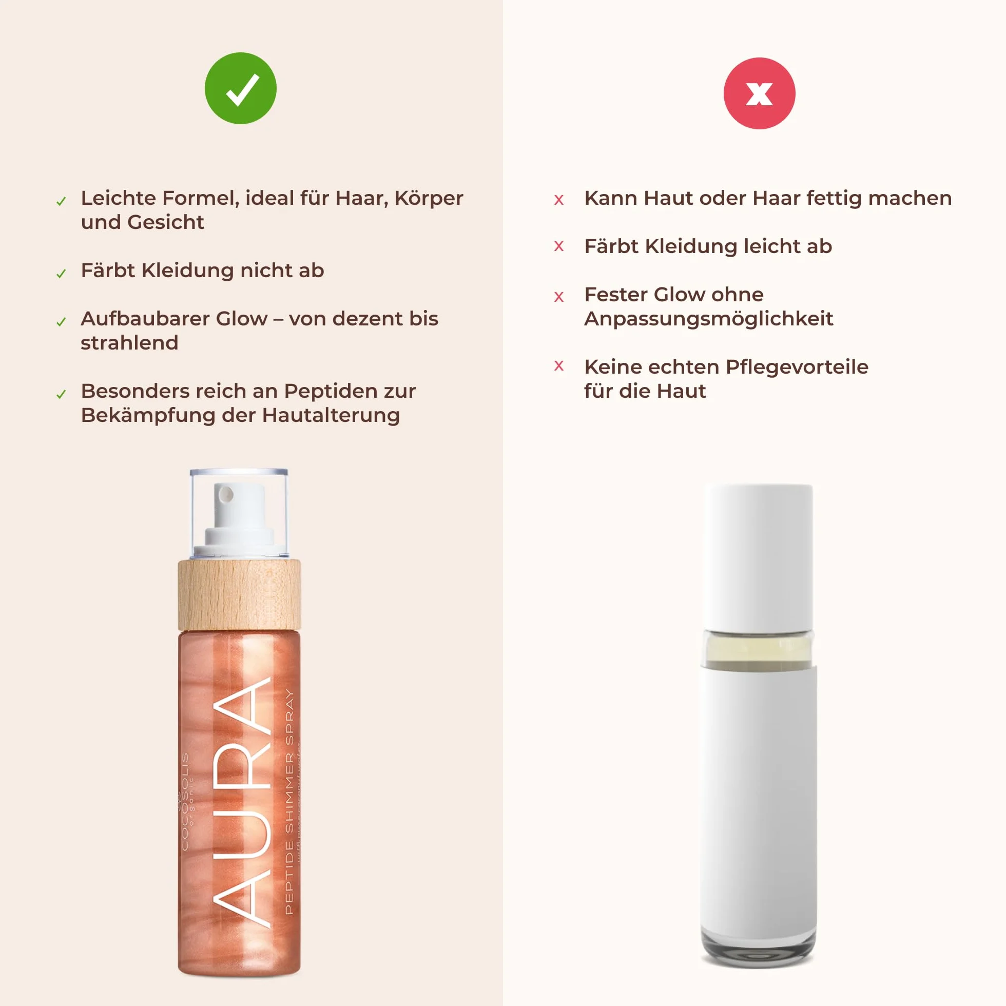 COCOSOLIS Aura Peptide Spray Illuminante con Brillantini - Spray Illuminante Naturale con Peptidi per Viso, Corpo e Capelli