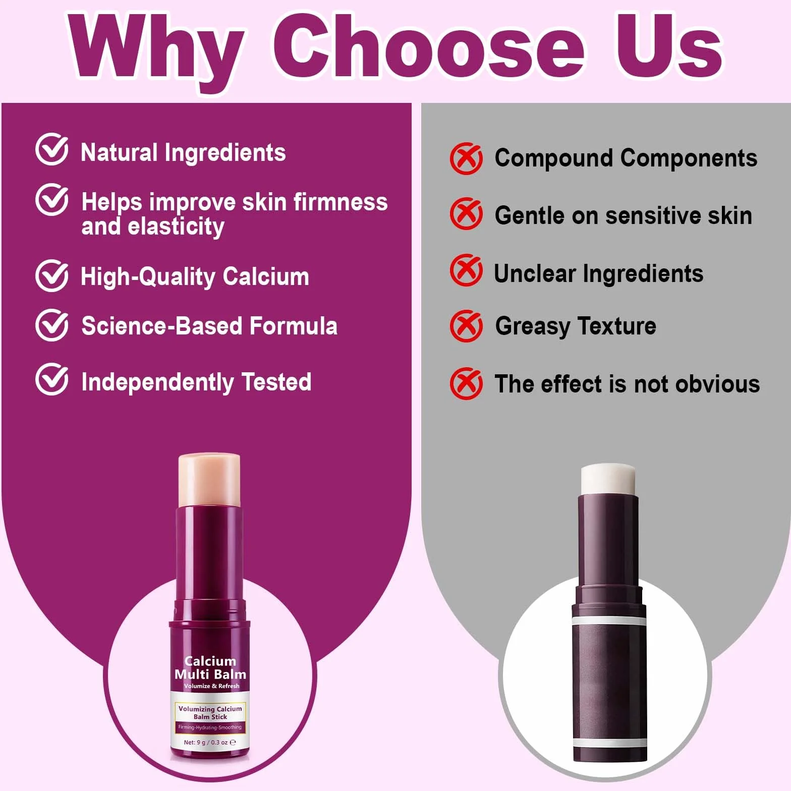 Calcium Multi Balm Stick 9g – Balsamo Idratante con Collagene e Calcio, Stick Anti-Età Rassodante per Viso Occhi e Collo, Nutriente e Levigante, Formula Multiuso per Idratazione Quotidiana Portatile