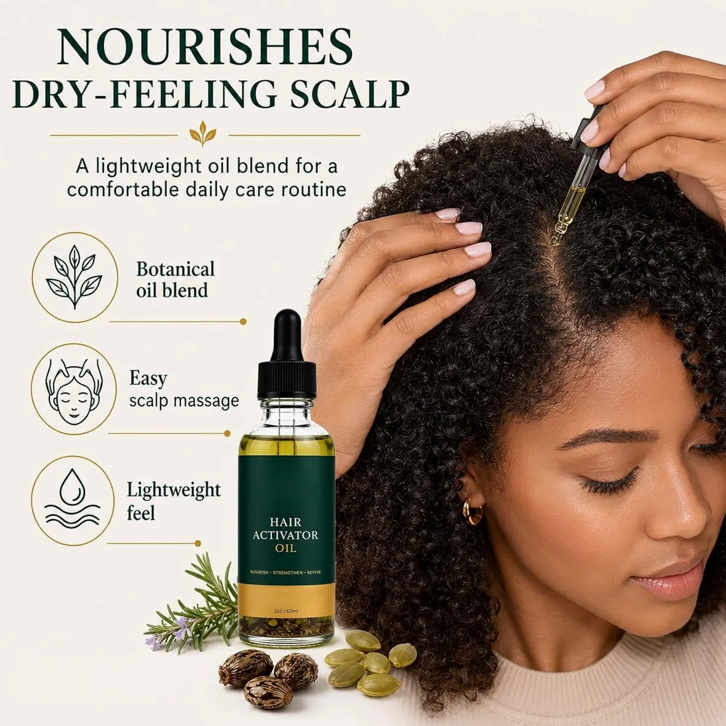 Olio attivante per capelli, più lisci e luminosi | olio nutriente per il cuoio capelluto per una cura quotidiana che rende i capelli