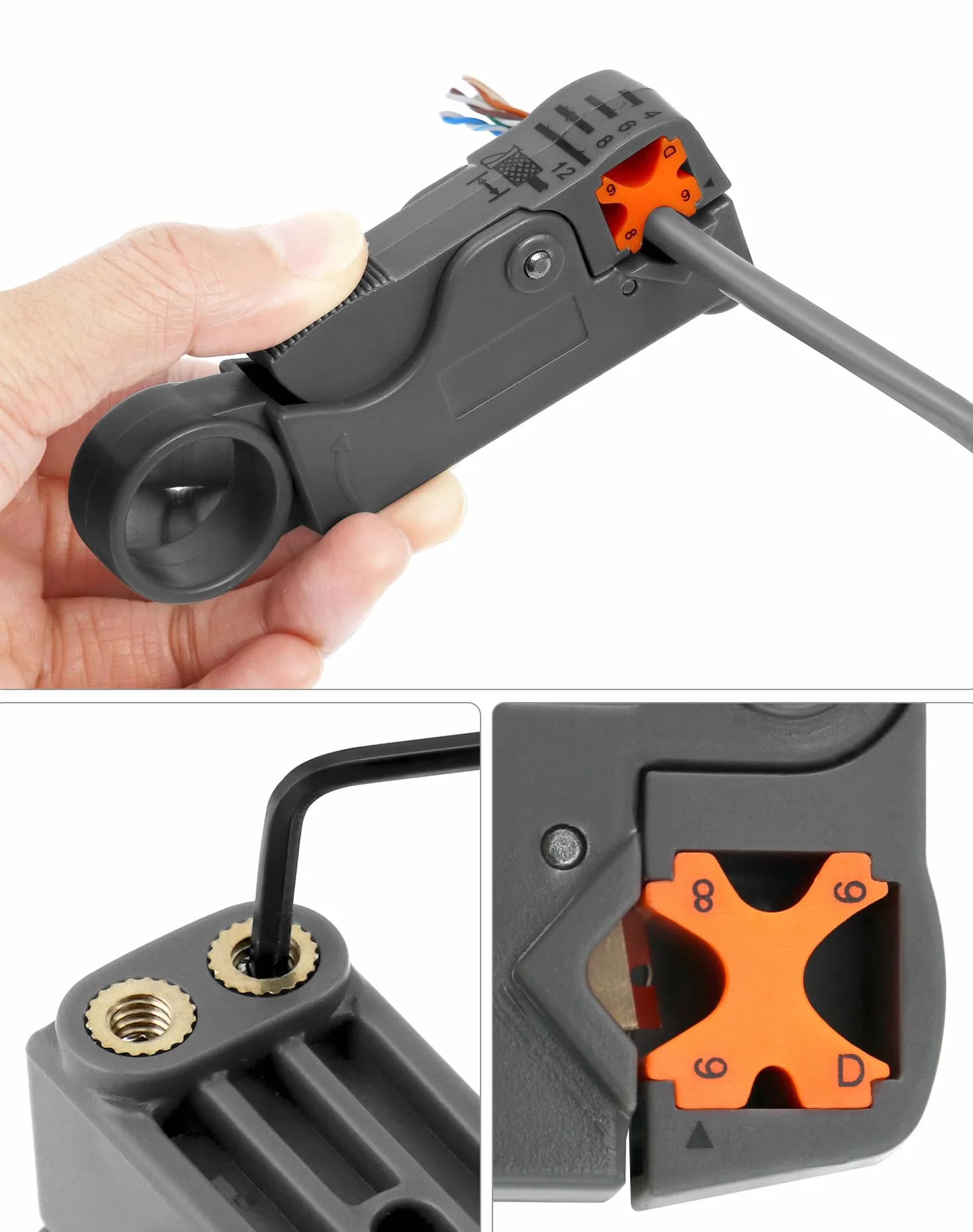 QWORK Set di strumenti per crimpare cavi coassiali 22PCS con spelafili e compressione connettore F per RG6 TV via cavo