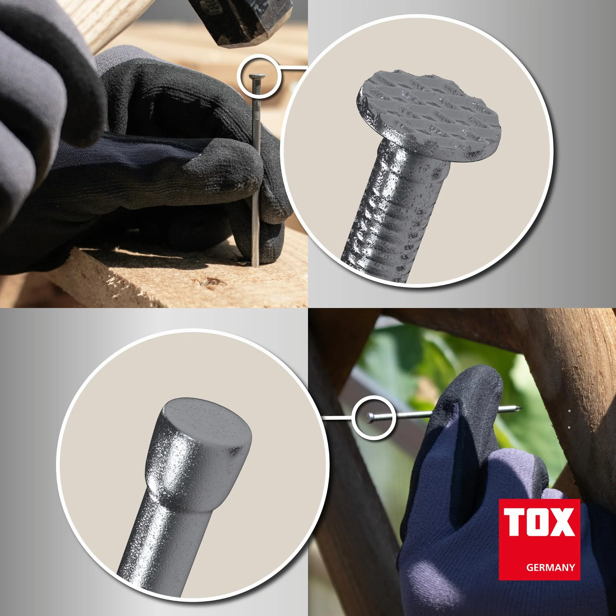 Chiodi TOX 4 misure testa appiattita set fissaggi legno 1,2x20 1,4x25 1,6x30 1,8x35 mm acciaio lucido 400 g